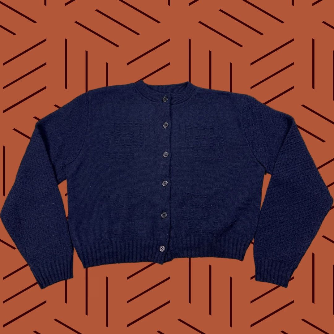 Vintage VINTAGE BOULEVARD CROPPED CARDIGAN WOMENS L NAVY BLUE 90s BUTTON KNIT PRINCESS DIANA Size L / US 10 / IT 46 - 1 Thumbnail