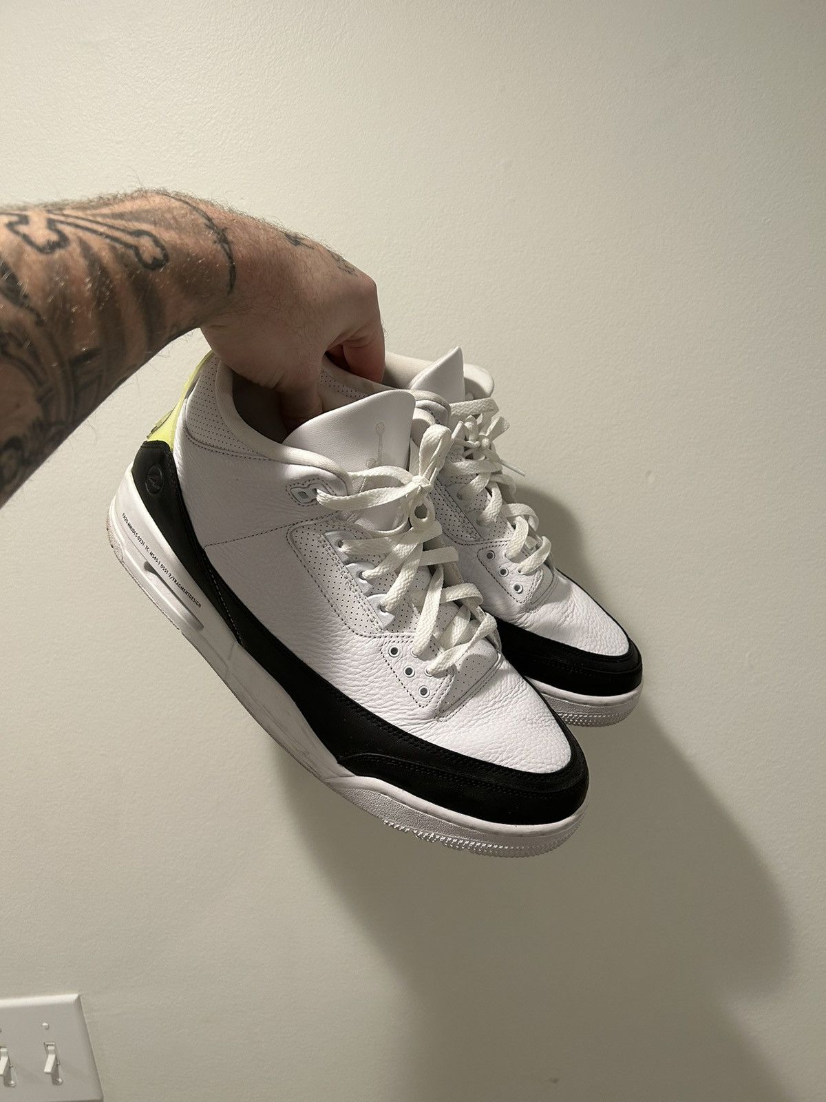 image of Jordan Brand 3 X Fragment Shoes in White, Men's (Size 13)