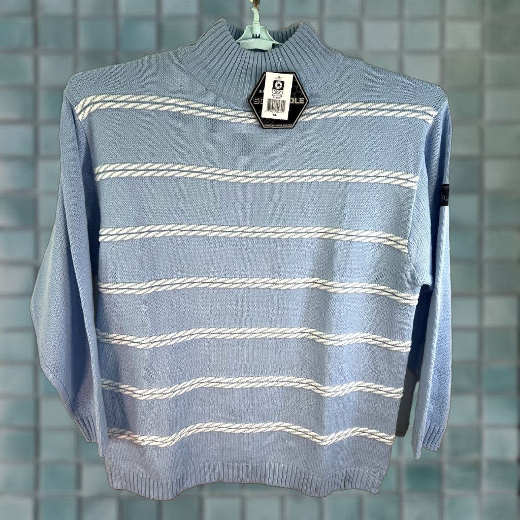 Southpole VINTAGE Southpole Sweater Pullover Men XL Blue Striped 90s Logo Knit Acrylic Winter Fall Spring Size US XL / EU 56 / 4 - 1 Thumbnail