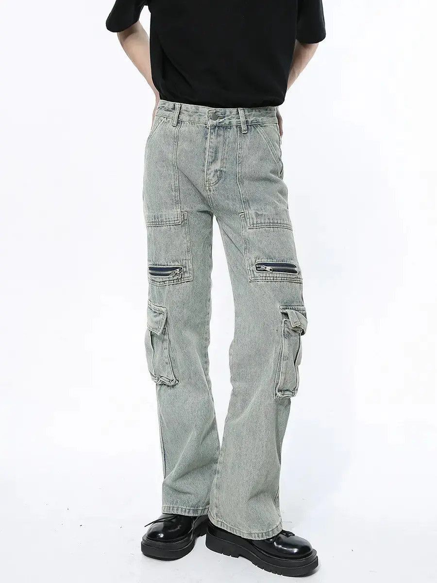 Japanese Brand Retro loose zipper pocket jeans Size US 30 / EU 46 - 2 Thumbnail