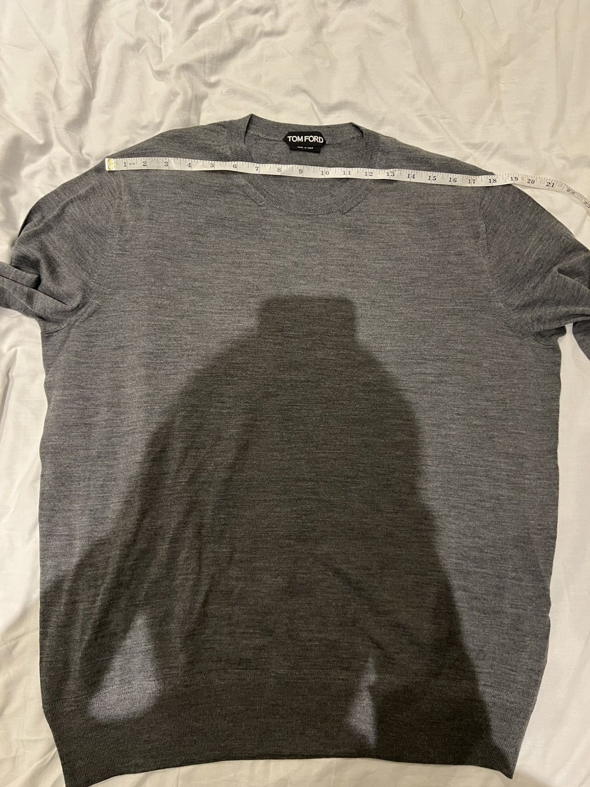 TOM FORD FINE GAUGE MERINO CREWNECK COLOUR CHARCOAL GREY 52