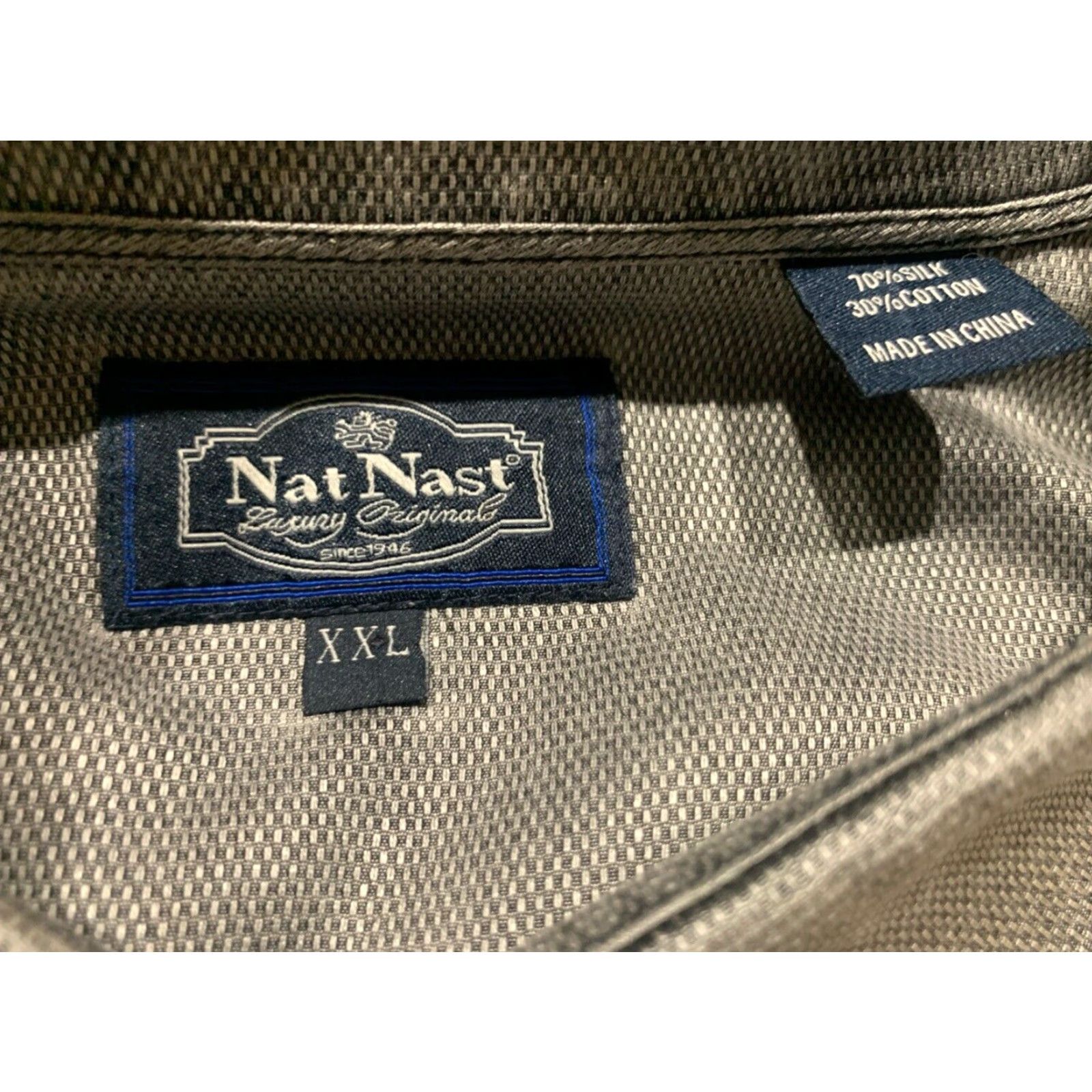 Nat Nast VINTAGE Nat Nast Men Short Sleeve Shirt 2XL Silver Gray Silk Blend Metal Sheen Size US XXL / EU 58 / 5 - 7 Thumbnail