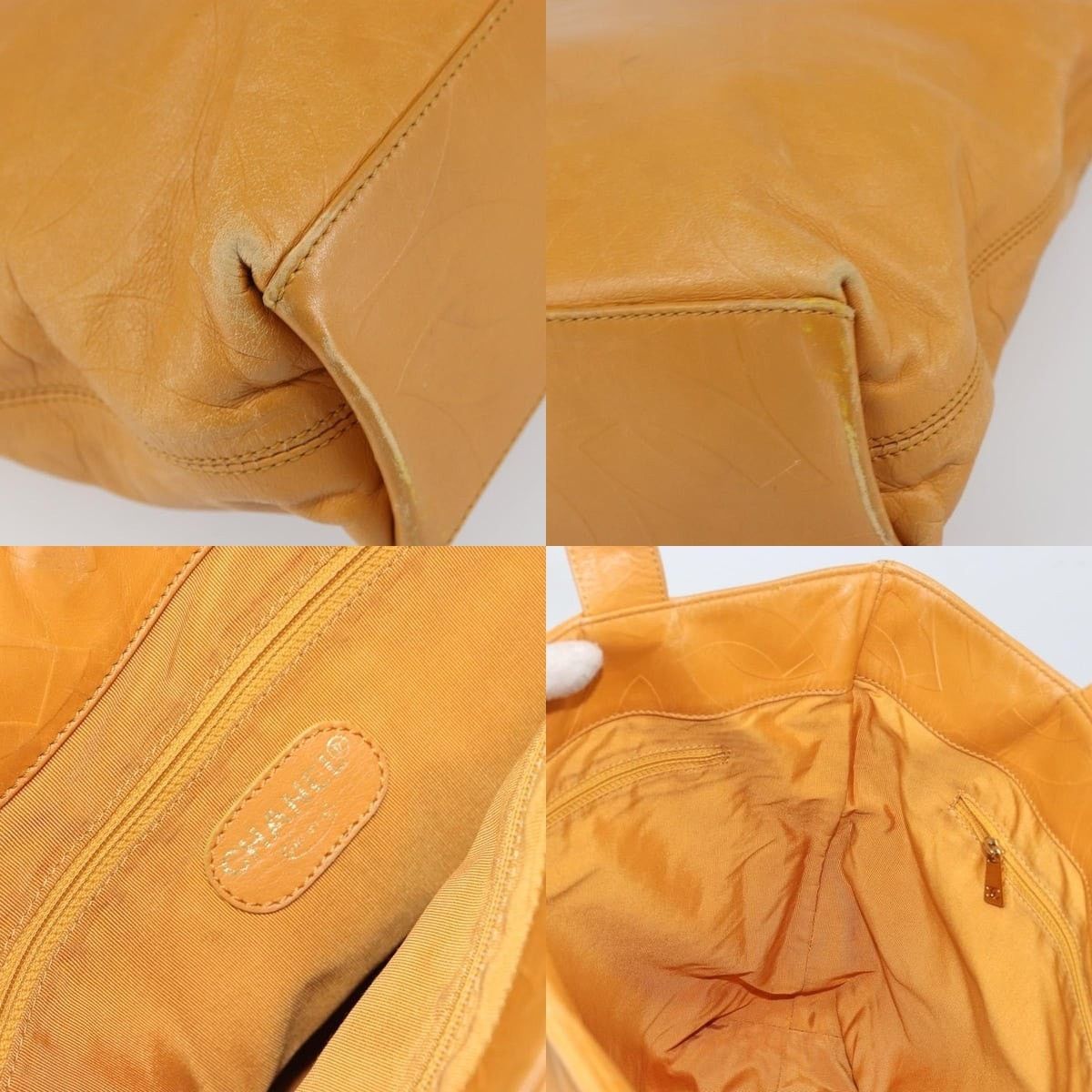 Chanel Chanel Tote Bag Leather Orange Gold CC Size ONE SIZE - 6 Thumbnail