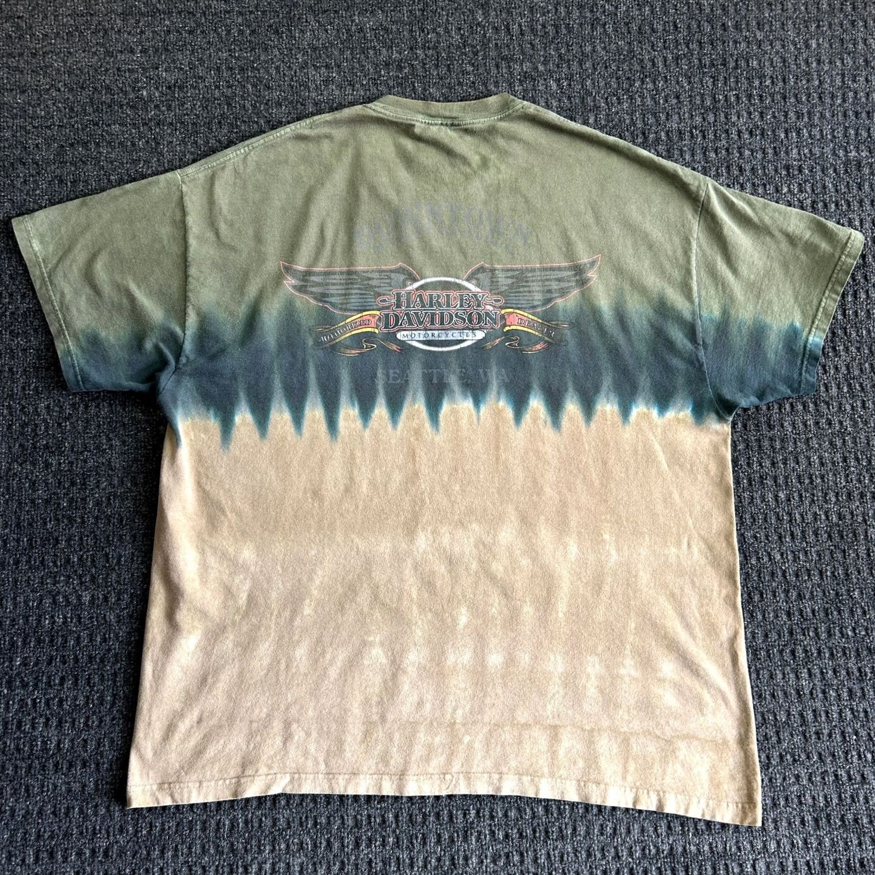 Harley Davidson VINTAGE Harley-Davidson Shirt 2XL Green Downtown Seattle Washington Retro Graphic Print Mens T-Shirt Size US XXL / EU 58 / 5 - 2 Thumbnail