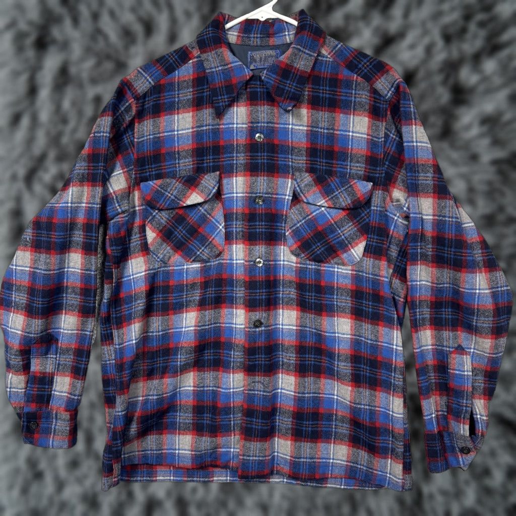 Pendleton VINTAGE Pendleton Shirt Plaid Wool Flannel Button-Up M Mens Blue 70s 80s Lumberjack Pockets Size US M / EU 48-50 / 2 - 1 Thumbnail