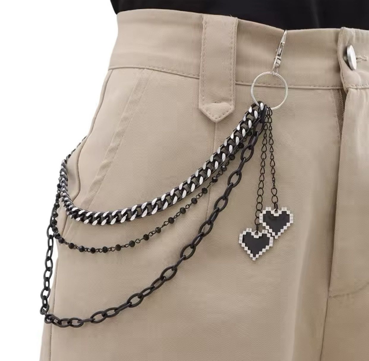 Jewelry Black Love Pendant Keychain Jeans Pants Chain Size ONE SIZE - 3 Thumbnail
