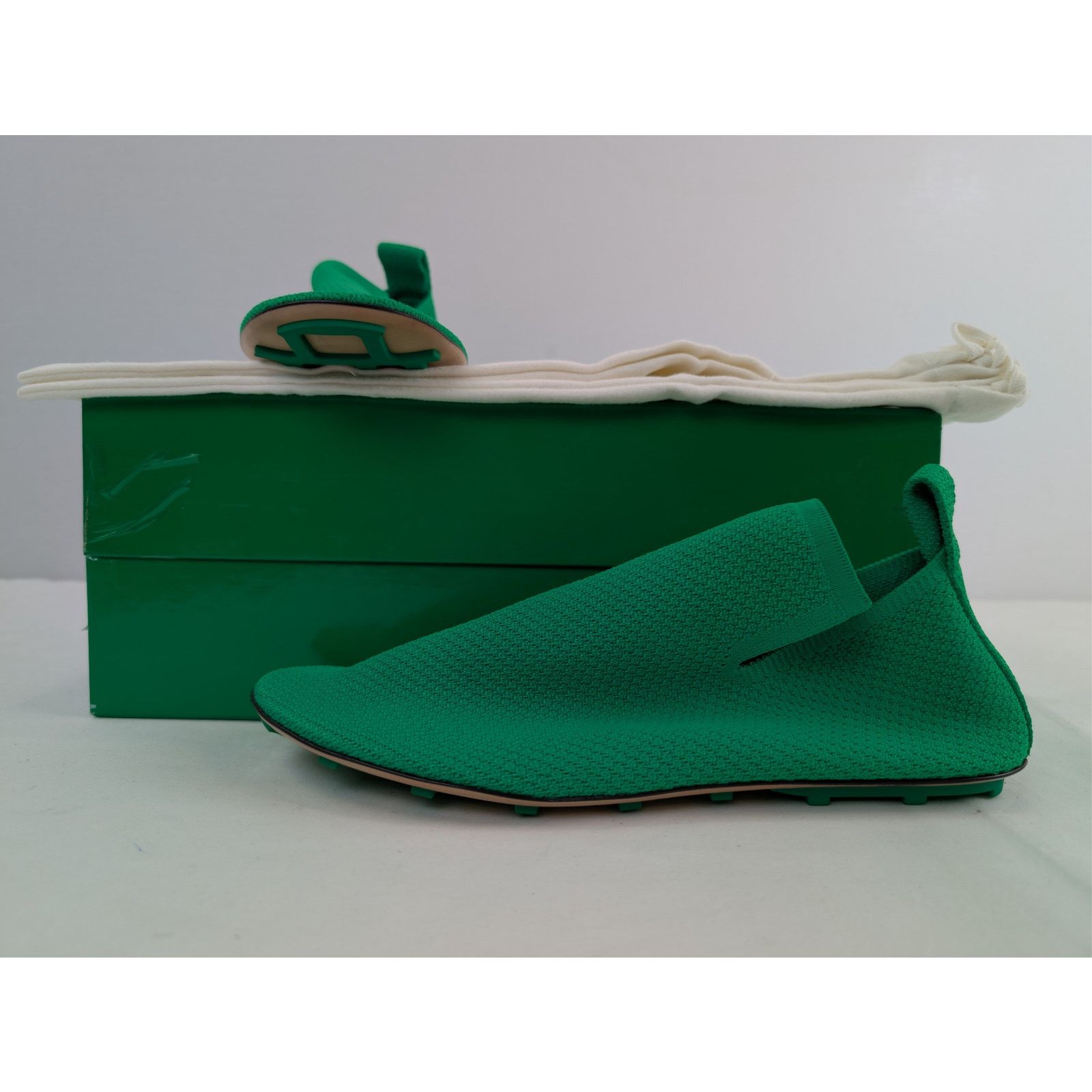 Bottega Veneta o1rshd1 Tech Knit Stretch Lattice Slippers in Green Size US 8 / EU 41 - 20 Thumbnail