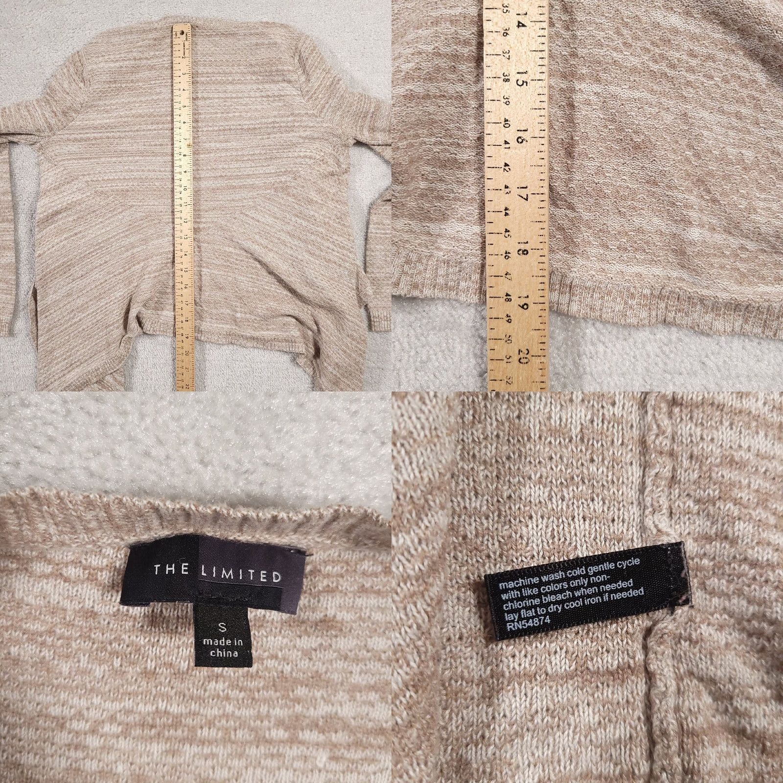 Vintage The Limited Sweater Cardigan Women's Small Beige Knit Long Sleeve Asymmetrical Size S / US 4 / IT 40 - 8 Thumbnail