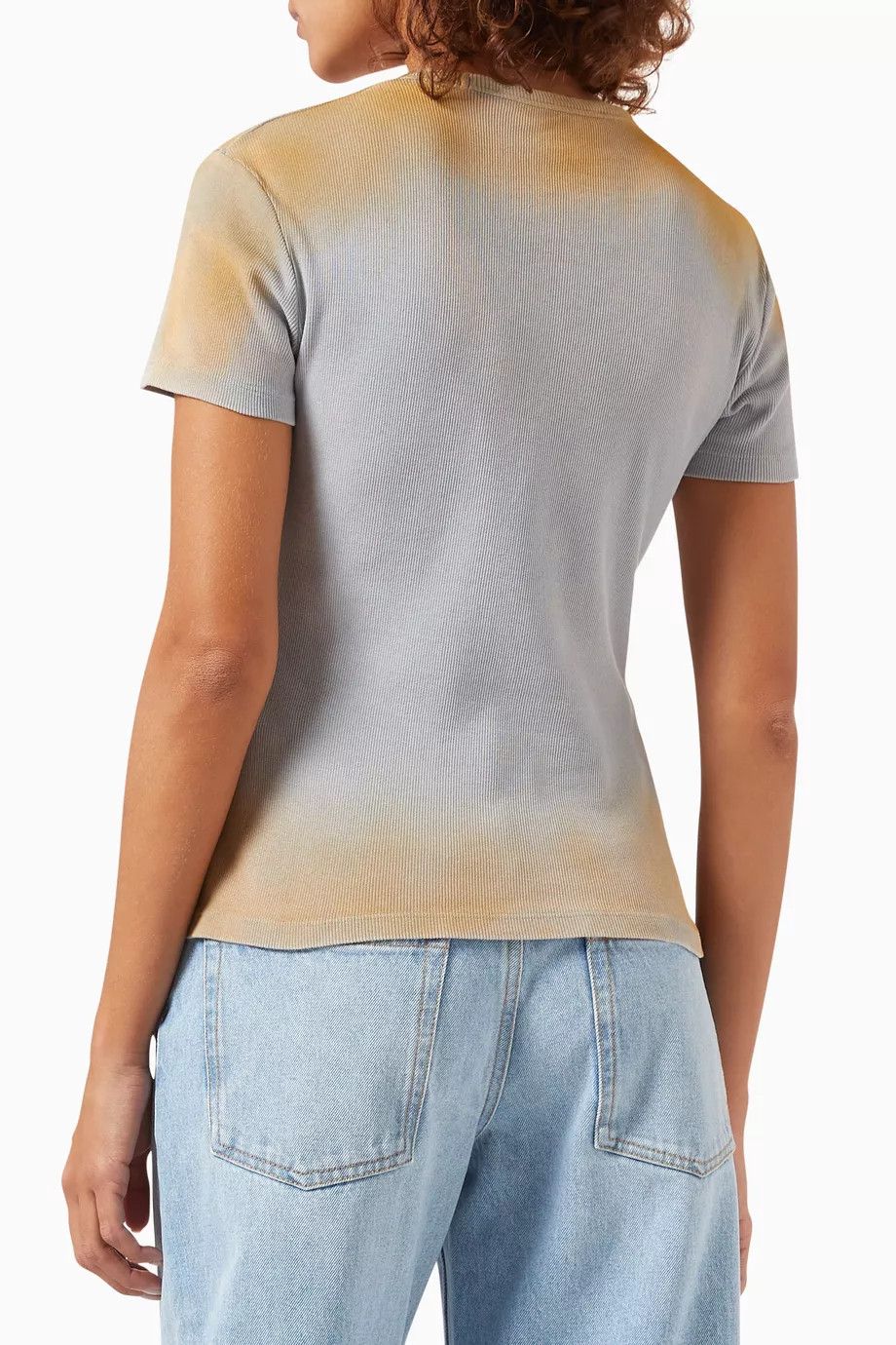 Off-White o1y1225 Logo Crewneck T-Shirt in Sky Blue/Light Brown Size M / US 6-8 / IT 42-44 - 2 Thumbnail