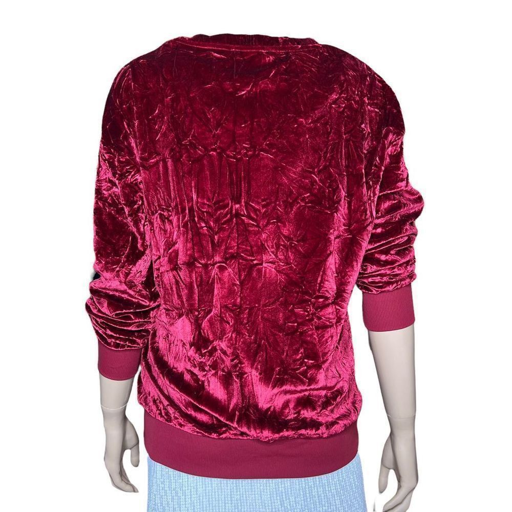 Zara Zara velvet sweatshirt top burgundy S (303/2) Size S / US 4 / IT 40 - 7 Thumbnail