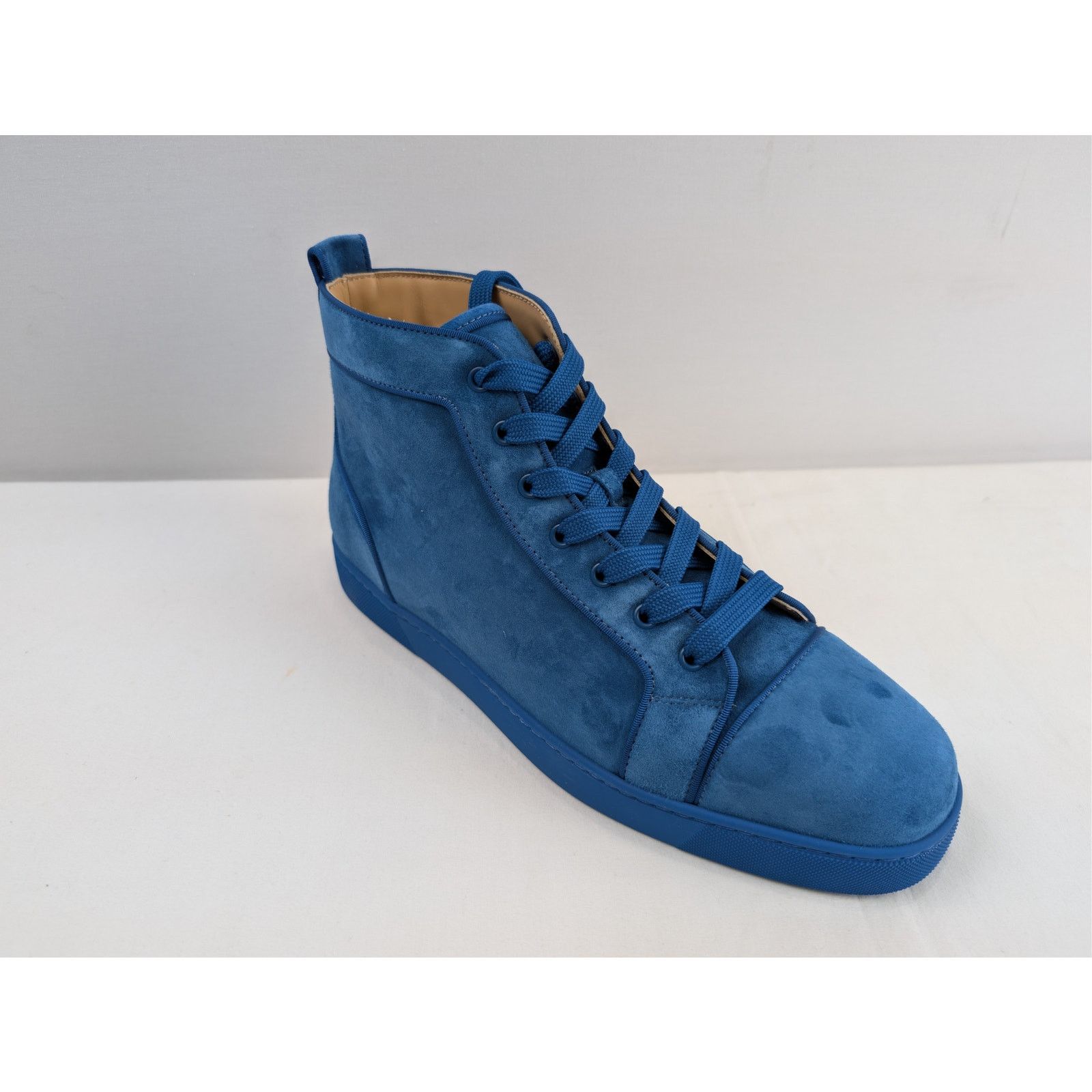 Christian Louboutin o1rshd1 Louis Orlato flat high-top sneaker in blue suede Size US 12 / EU 45 - 3 Thumbnail