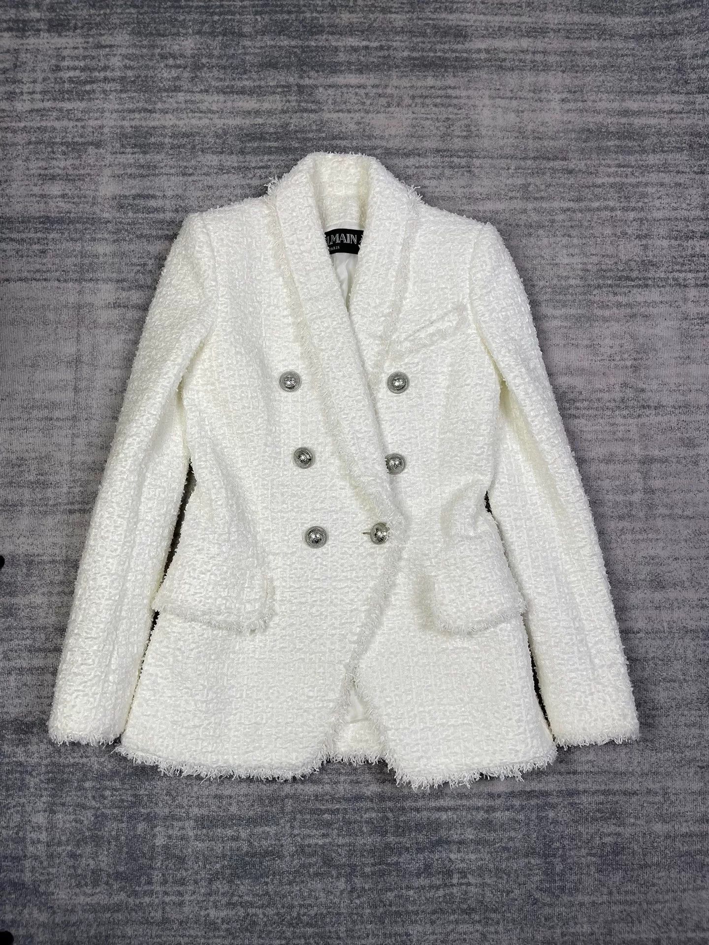 Balmain Balmain White Tweed Suit Set Size XXS / US 00 / IT 34 - 1 Thumbnail