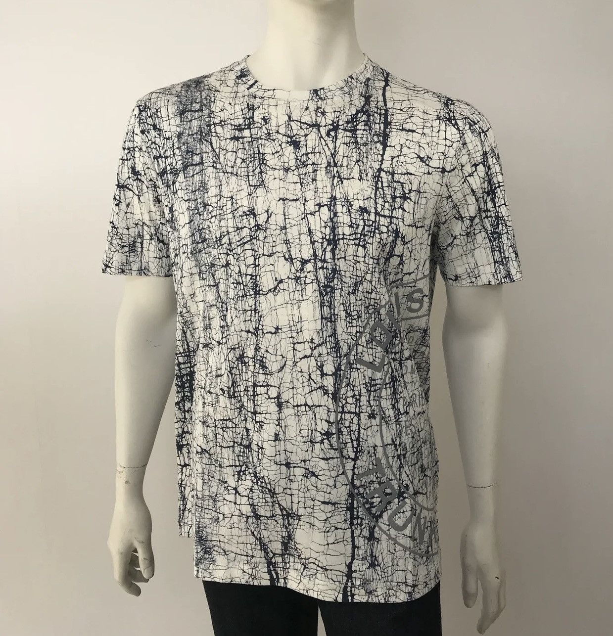 Louis Vuitton White Cracked Print Jersey T-Shirt