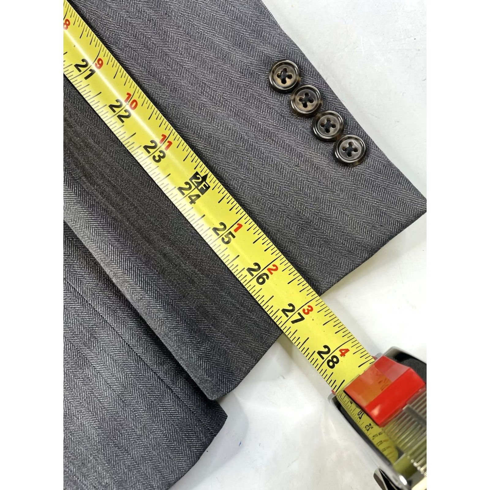 Todd Snyder Todd Snyder Mayfair Fit Blazer Jacket 44R Wool Gray Herringbone Double-Vented Notch Lapel Single-Breasted Two-Button Front Dress Coat Mens"} Size 44R - 5 Thumbnail