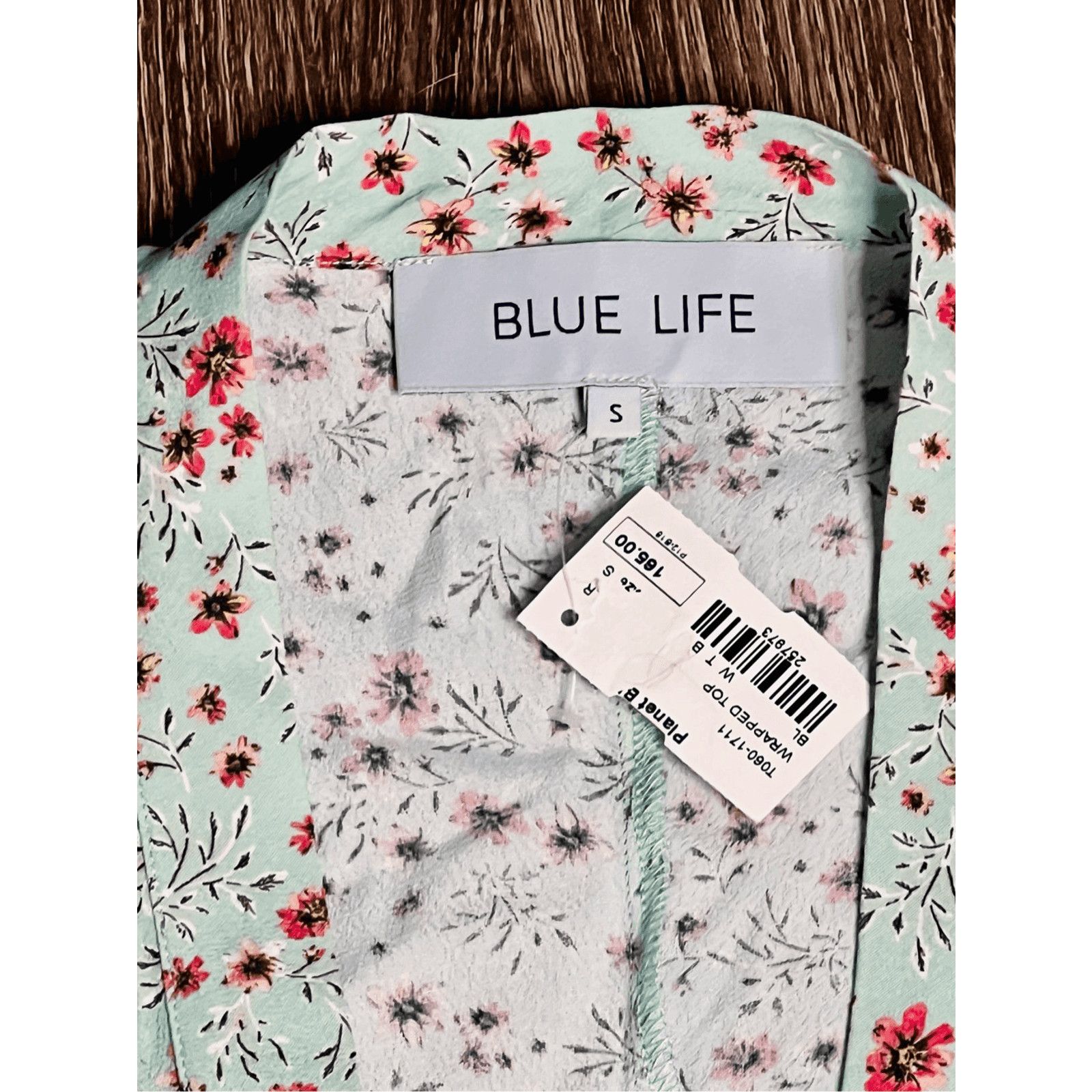 Other Blue Life Asher Green Floral Kimono Wrap Top Blouse SMALL Size S / US 4 / IT 40 - 5 Thumbnail