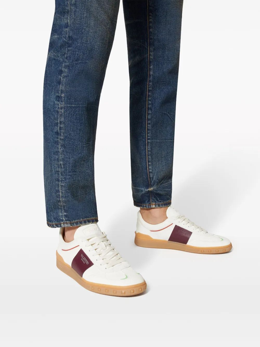 Valentino o1y0525 Logo Leather Low-Top Sneakers in White/Brown Size US 8.5 / EU 41-42 - 5 Thumbnail