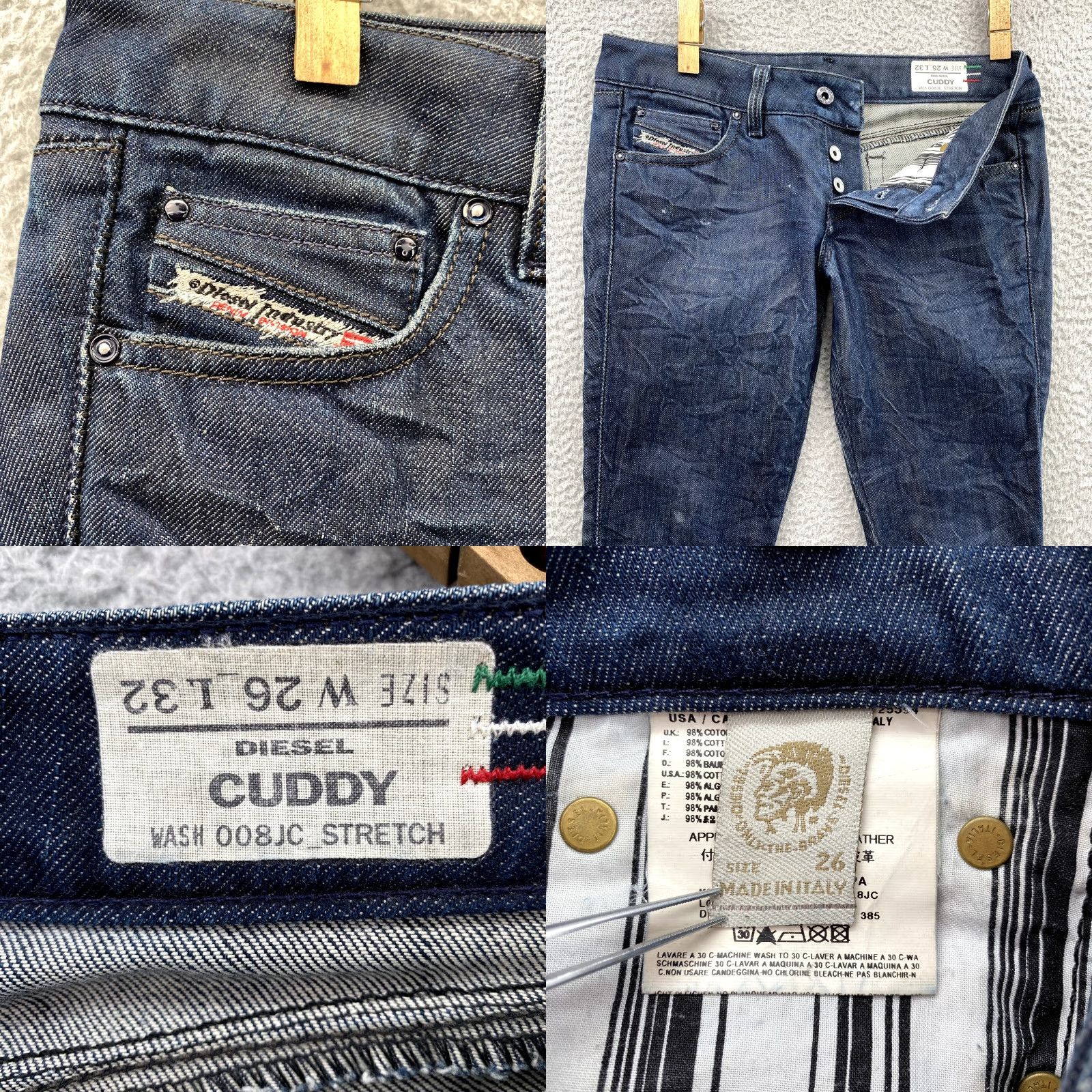 Diesel Jeans 30 x 22 Dark Wash Cuddy Tapered Cotton Stretch Denim Pants Women's Jeans
