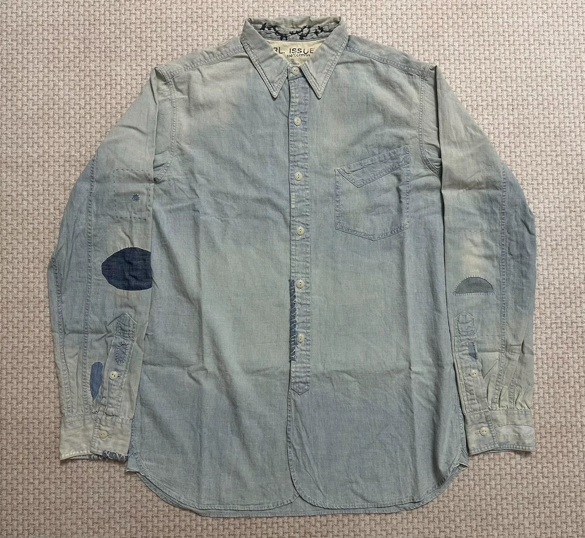 RRL Ralph Lauren RRL Double RL Distressed Chambray Shirt Size US M / EU 48-50 / 2 - 1 Thumbnail