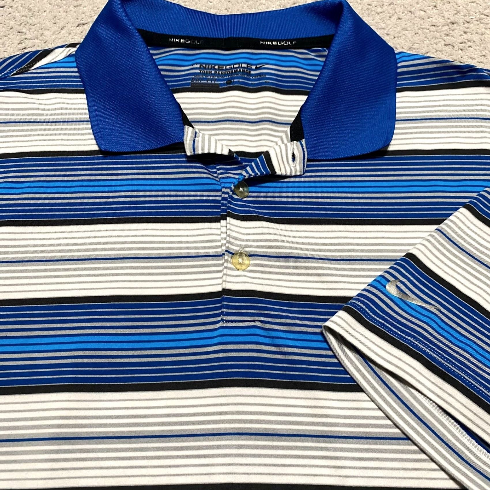 Nike Nike Golf Polo Shirt XL Mens Multicolor Striped Short Sleeve Dri-Fit Tour Performance Size US XL / EU 56 / 4 - 5 Thumbnail