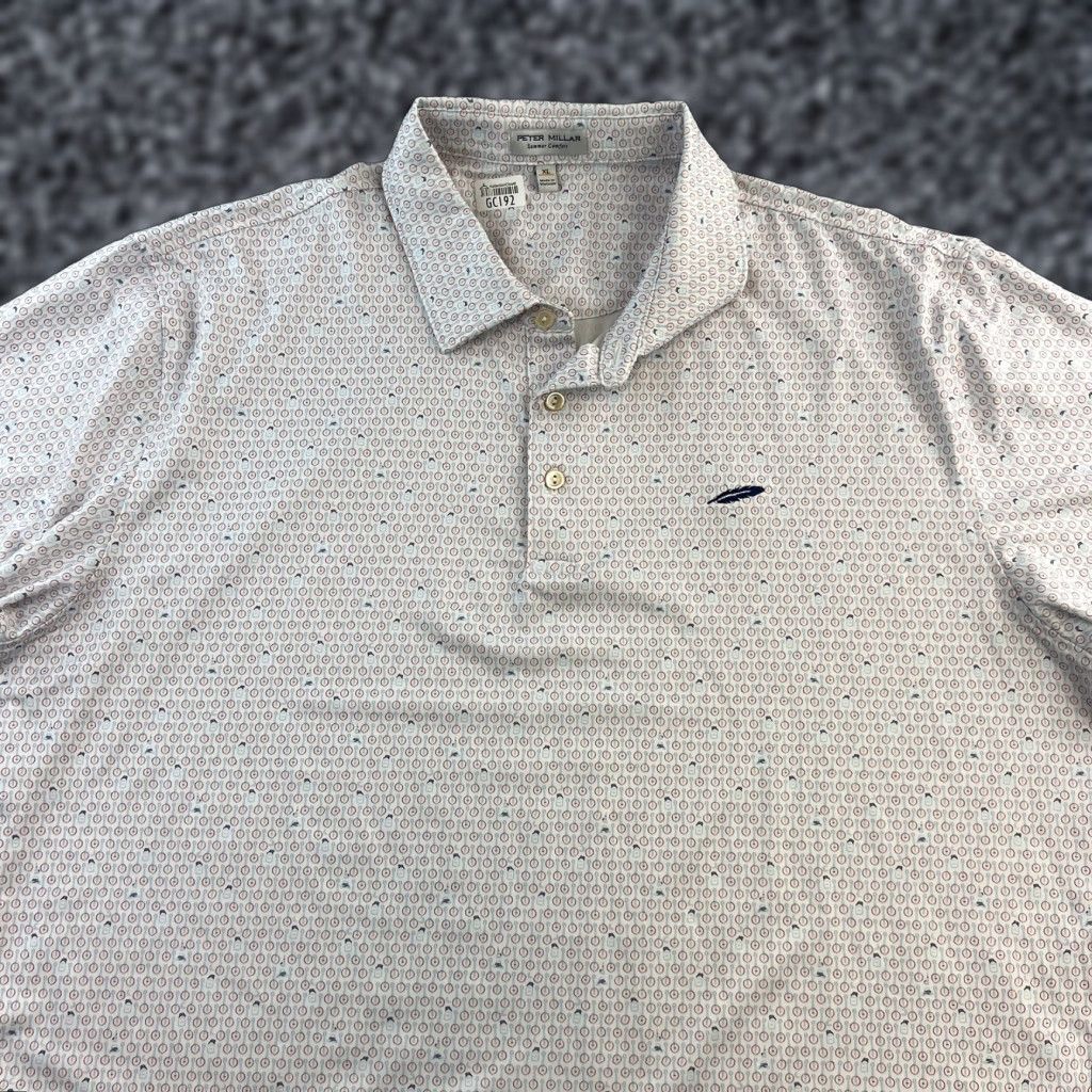 Peter Millar Peter Millar Polo Shirt Mens XL White Blue Red Pattern Summer Comfort Golf Shirt Size US XL / EU 56 / 4 - 1 Thumbnail