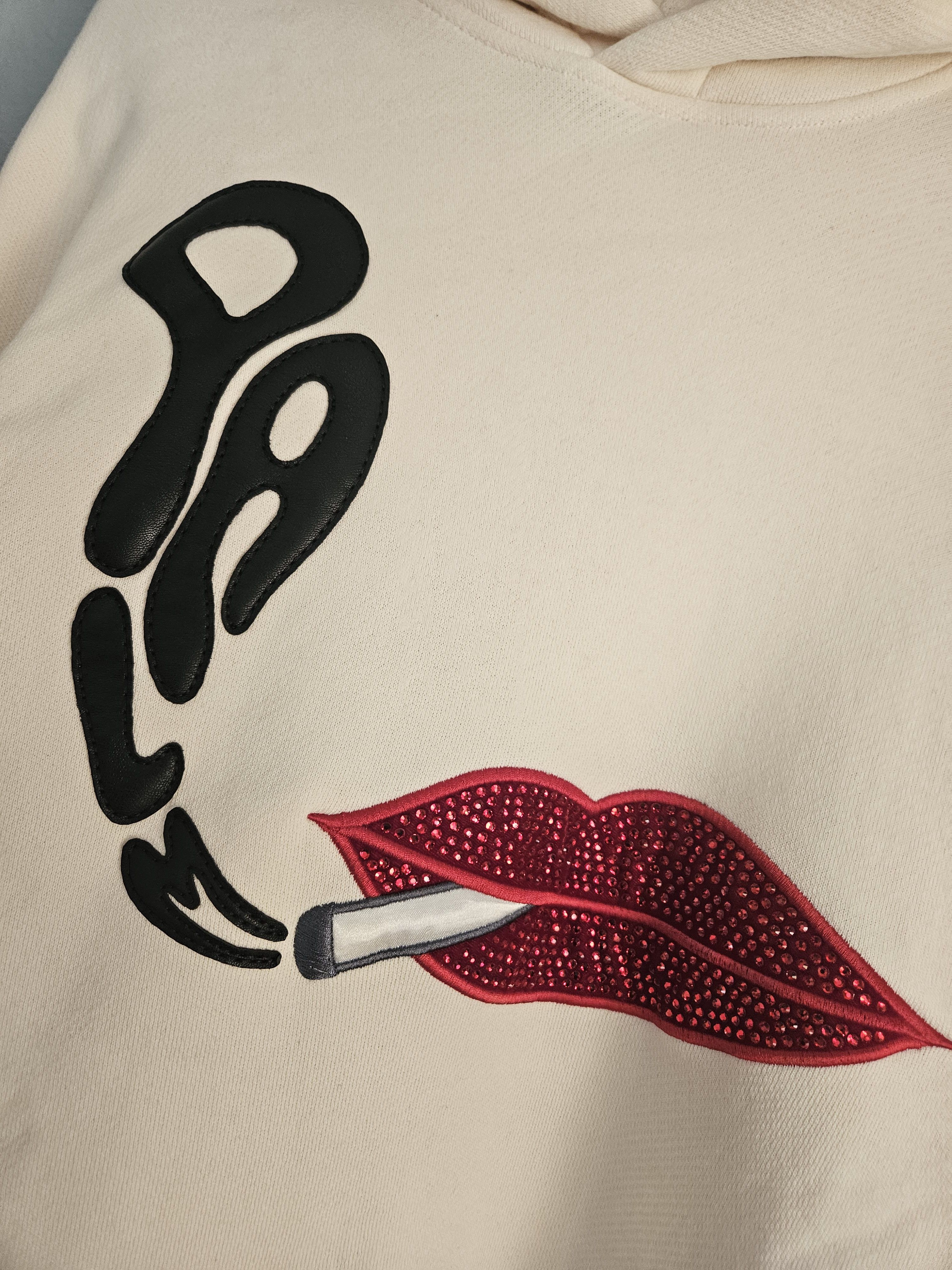 Palm Angels Oversized Smoking Lips Rhinestone Hoodie Size US M / EU 48-50 / 2 - 2 Thumbnail