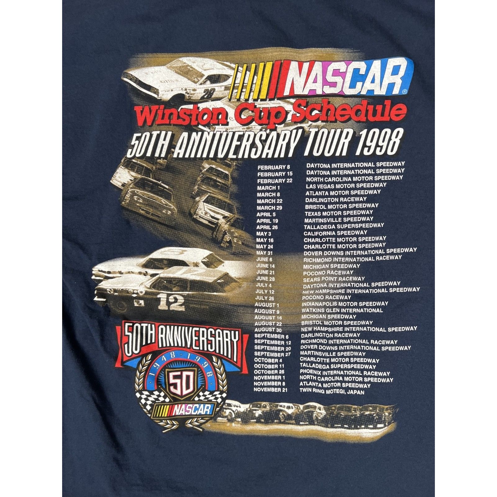Tultex Vintage Nascar 50th Anniversary Tour 1998 T-Shirt Size XL 90 Size US XL / EU 56 / 4 - 4 Thumbnail