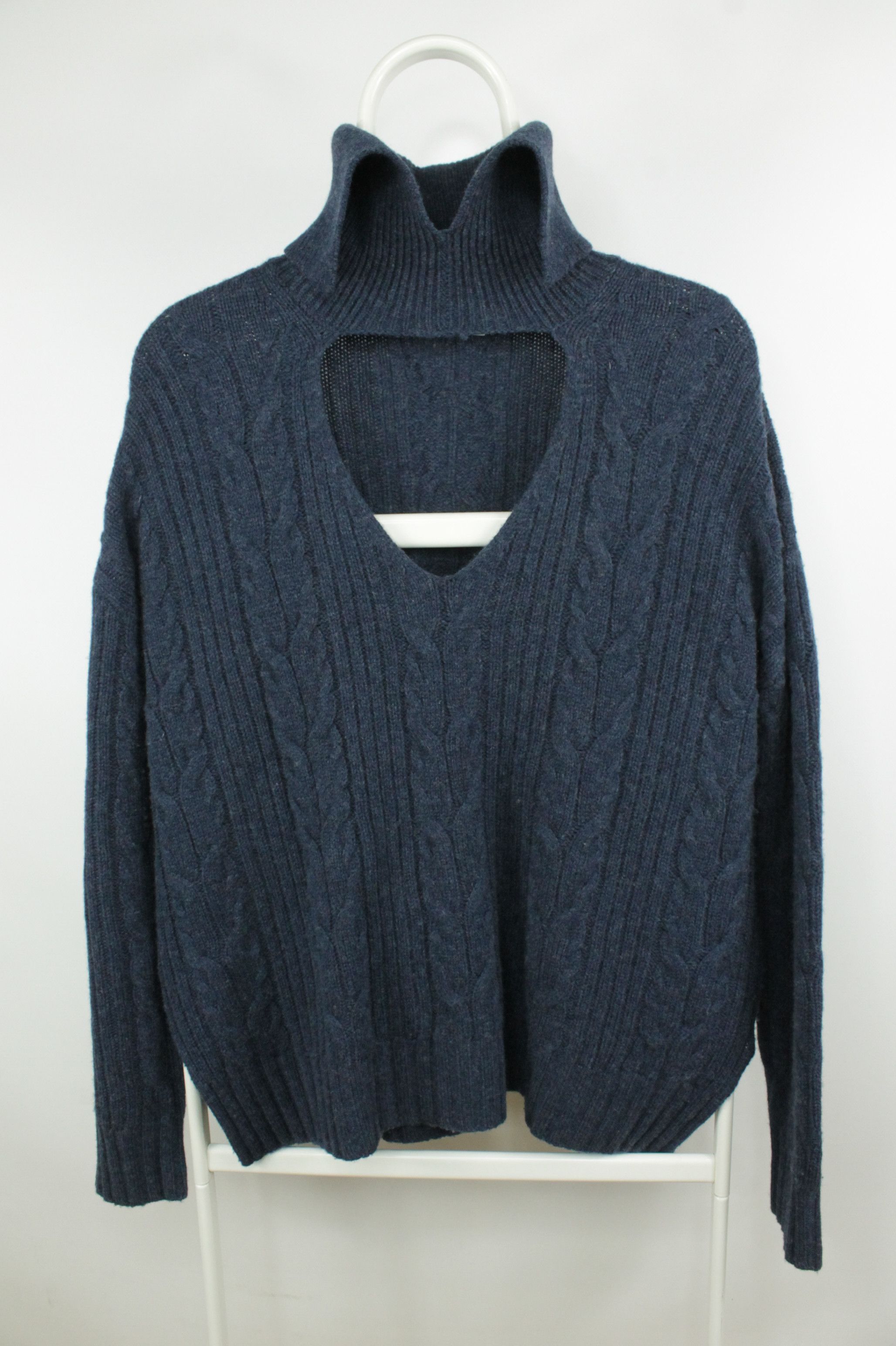 Ballantyne Ballantyne Cable Knit Navy Wool Sweater Women's Size M / US 6-8 / IT 42-44 - 8 Thumbnail