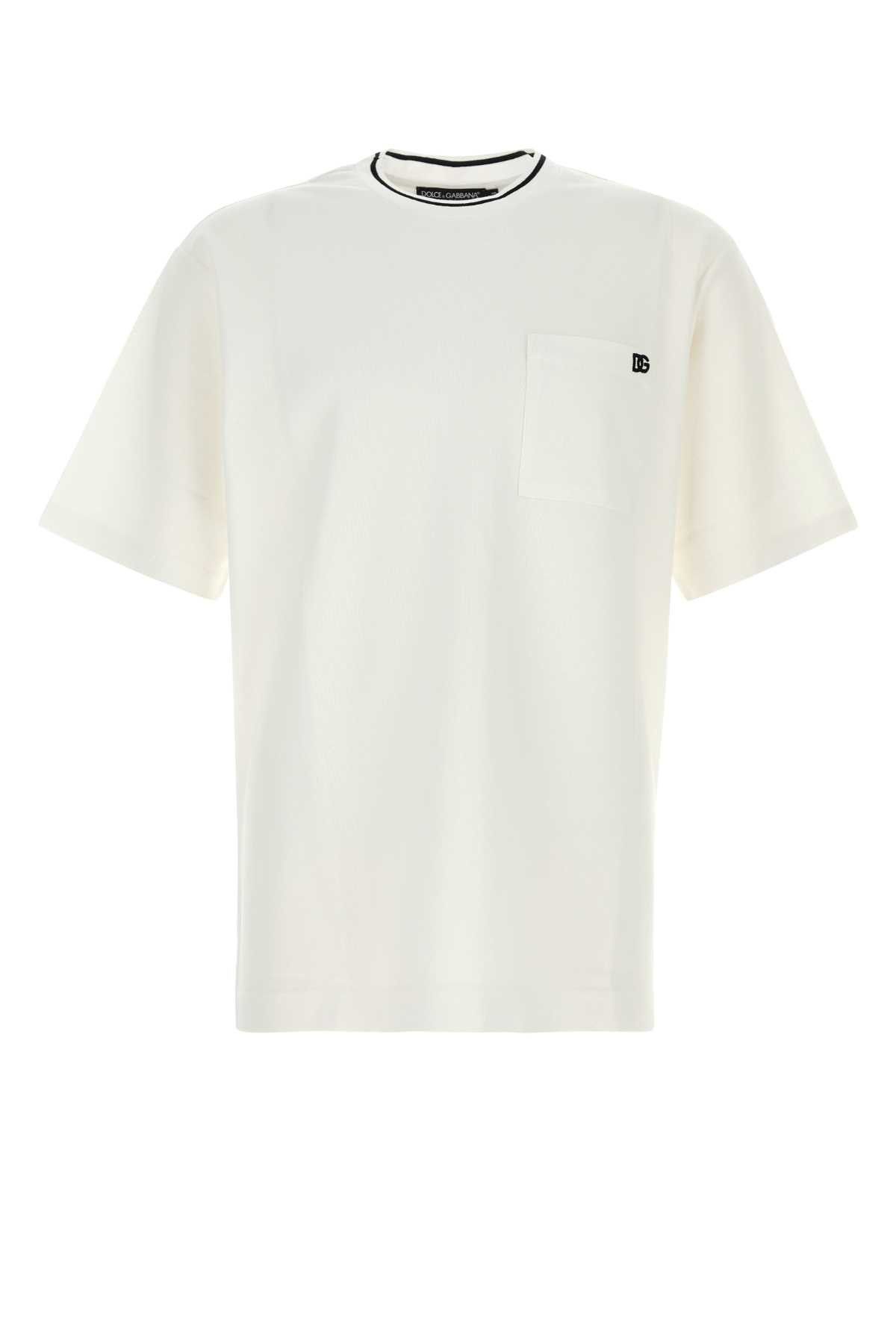 Dolce & Gabbana White Piquet T-Shirt Size US XL / EU 56 / 4 - 1 Thumbnail