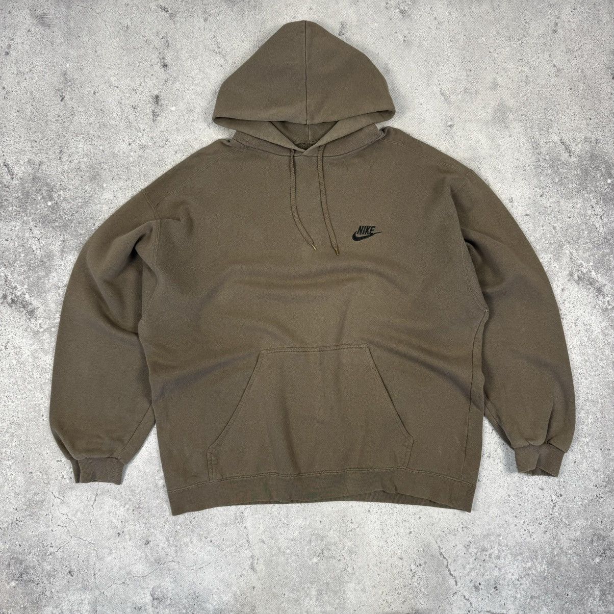 Nike × Vintage Vintage Nike 90s Swoosh Brown Oversized Hoodie Size US XL / EU 56 / 4 - 2 Thumbnail