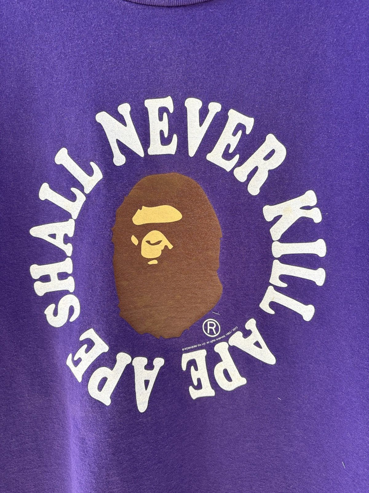 Bape BAPE A Bathing Ape Ape Shall Never Kill Ape purple tee Size US M / EU 48-50 / 2 - 6 Thumbnail