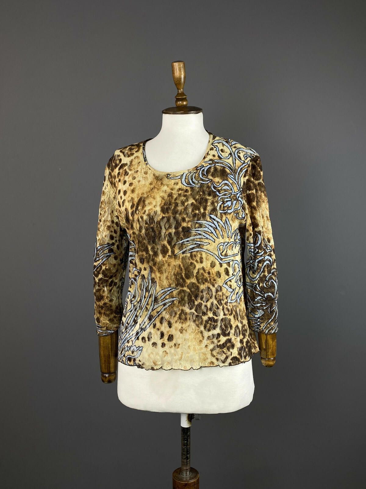 Designer Elisa Cavaletti Leopard Floral Print Nylon Shirt Size XL / 4 Size XL / US 12-14 / IT 48-50 - 1 Thumbnail