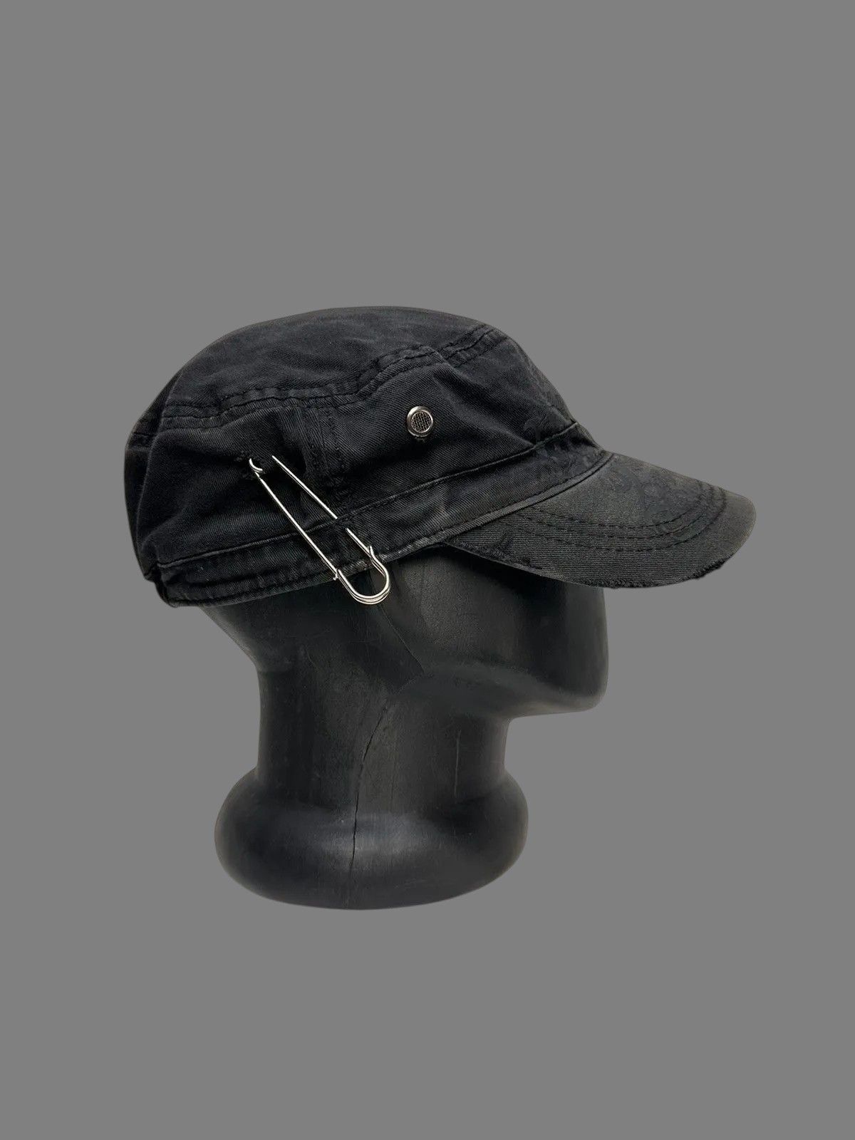 If Six Was Nine Retro Black Gothic Cap Military Design Vintage Y2K Size ONE SIZE - 3 Thumbnail