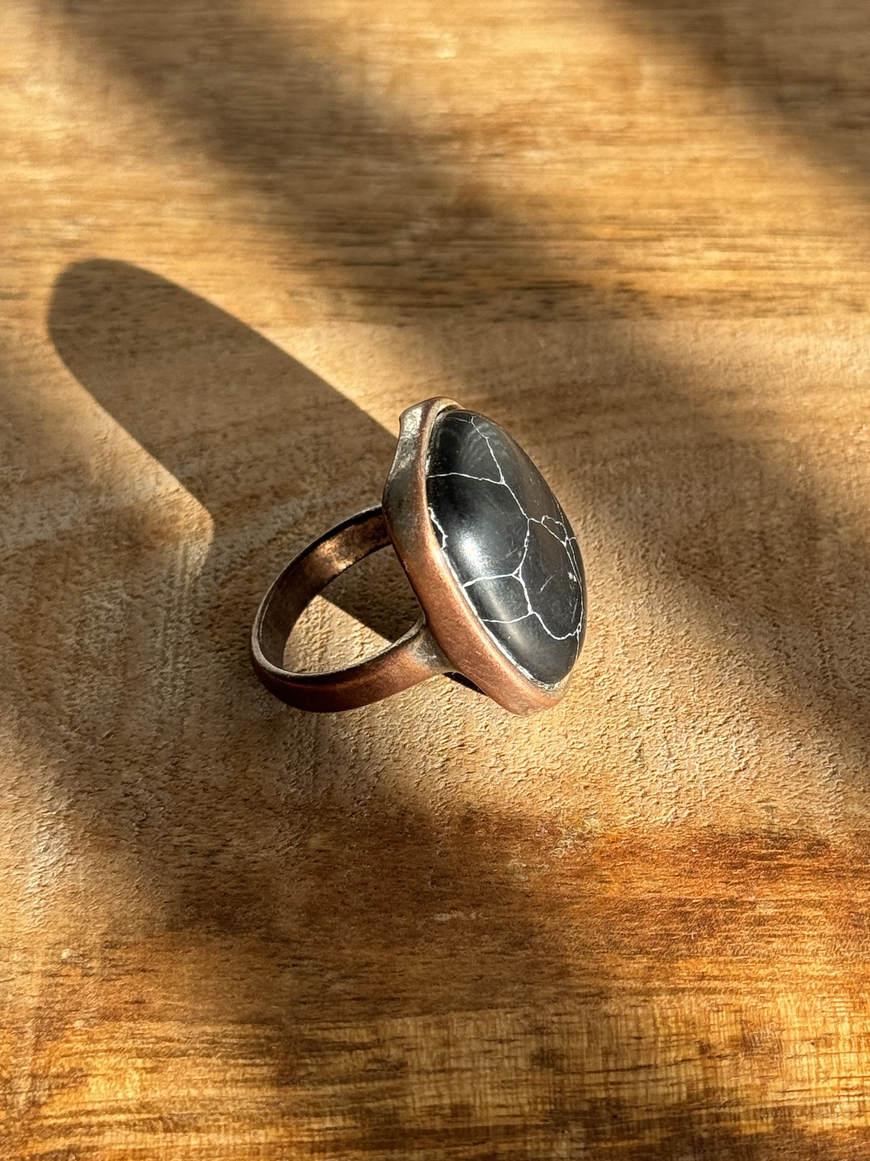 Vintage Rare Vintage Black Agate Ring Size 8 Talisman Djinn Size ONE SIZE - 3 Thumbnail