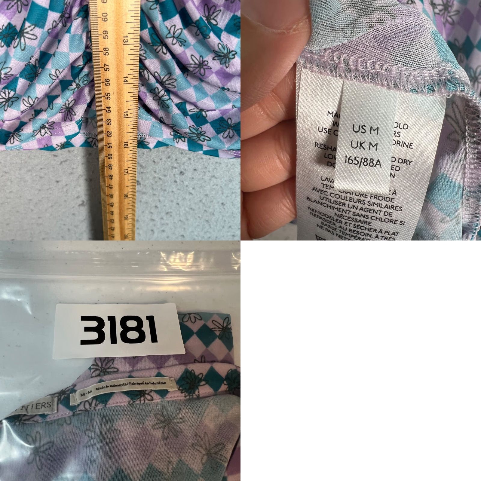 Urban Outfitters VINTAGE Urban Outfitters Womens Size Medium Argyle Floral Ruched Button Front Top Shirt Blouse Cropped Purple Long Sleeve V-Neck Size M / US 6-8 / IT 42-44 - 8 Thumbnail