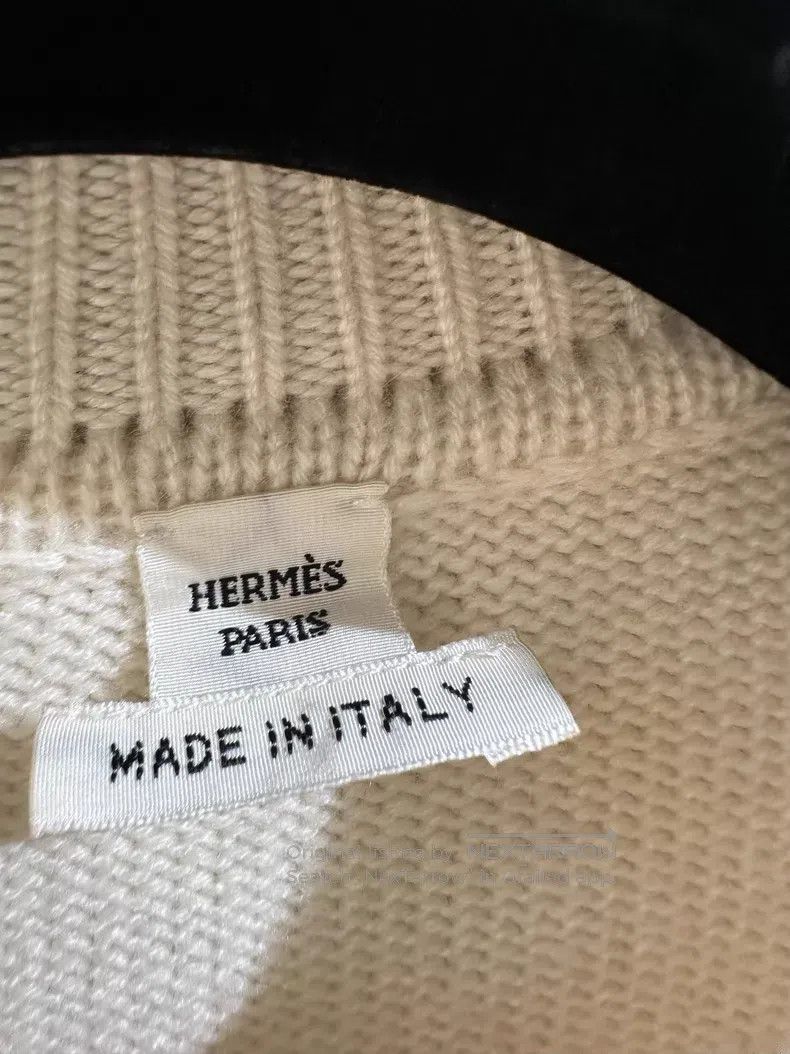 Hermes Hermes black, white, and blue goat cashmere sweater Size XXS / US 00 / IT 34 - 2 Thumbnail