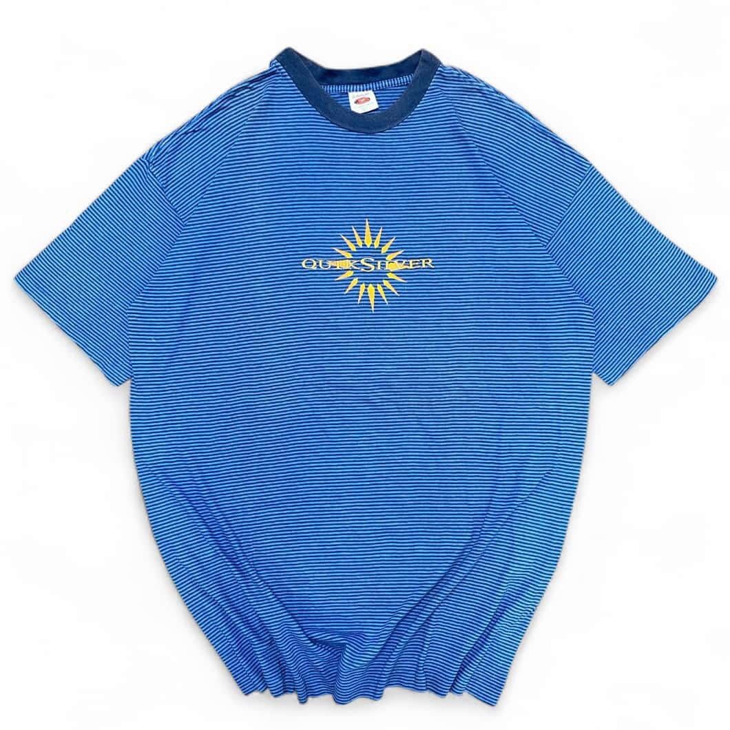 Quiksilver Vintage 90s Quiksilver Blue Yellow Sun Logo Spell Out Tee Size US L / EU 52-54 / 3 - 1 Thumbnail