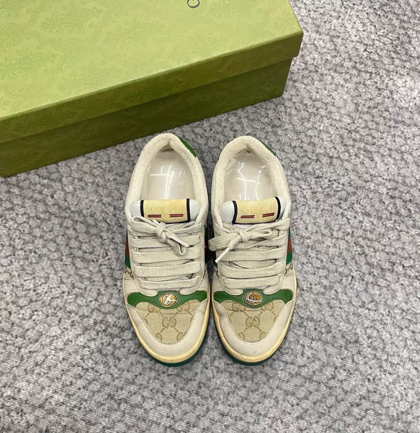 Gucci Gucci Double G Enamel Distressed Sneakers 35.5 Size US 5 / IT 35 - 1 Thumbnail