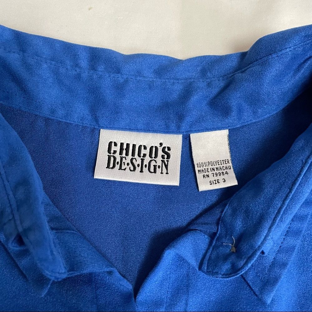 Chicos Chico’s Design Royal Blue Suede Feel Button Down Shirt Size Size XL / US 12-14 / IT 48-50 - 6 Thumbnail