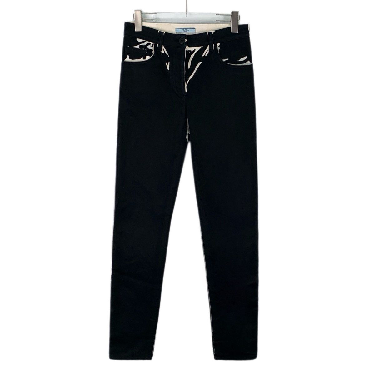 Prada Prada Black Graffiti Print Cotton Denim Casual Pants K26WX Size 24" / US 00 / IT 34 - 1 Thumbnail