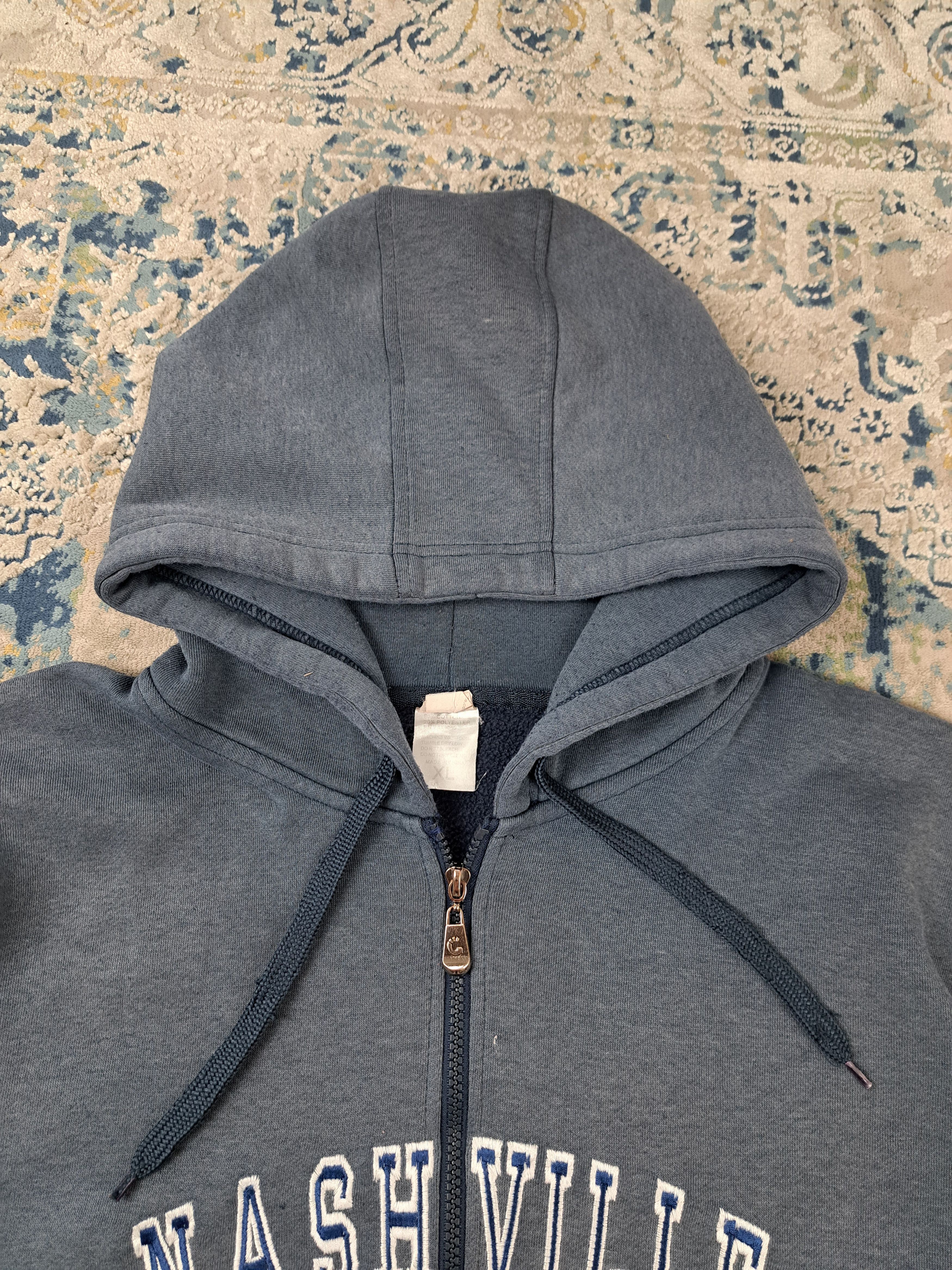 Vintage Worn To Perfection Faded Nashville Boxy Zip Up Hoodie Size US XL / EU 56 / 4 - 6 Thumbnail
