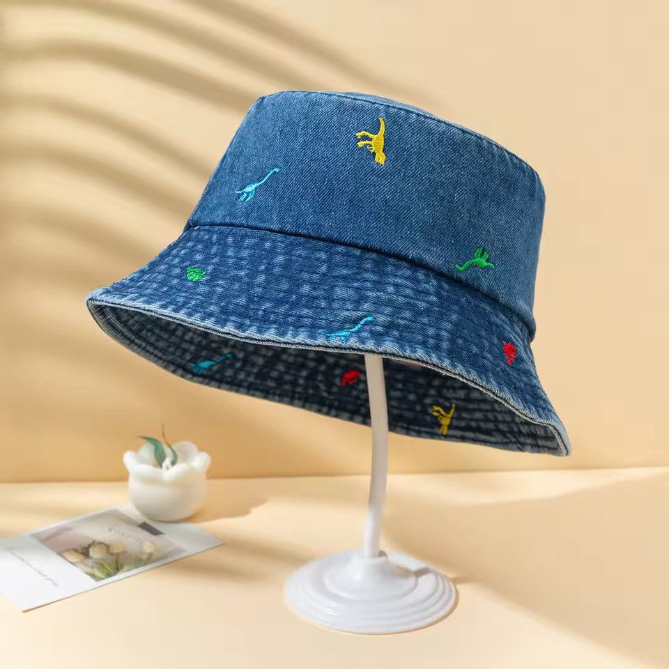 Japanese Brand 🦖 Denim Bucket Hat w/ Colorful Dinosaur Size ONE SIZE - 2 Thumbnail