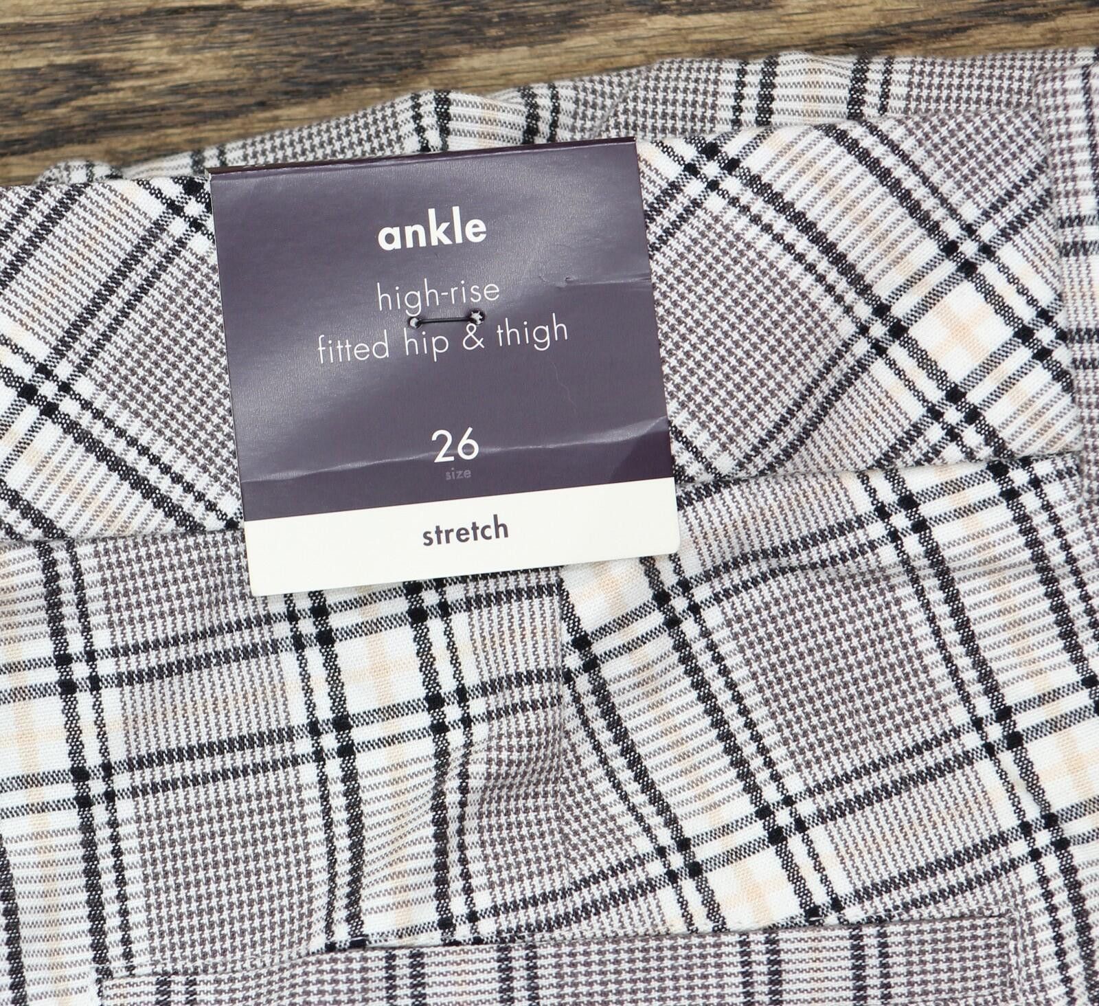 Other Nwt Ava & Viv Womens Pants 89557691 Cream Plaid Off White 26 Size 26" / US 2 / IT 38 - 3 Thumbnail