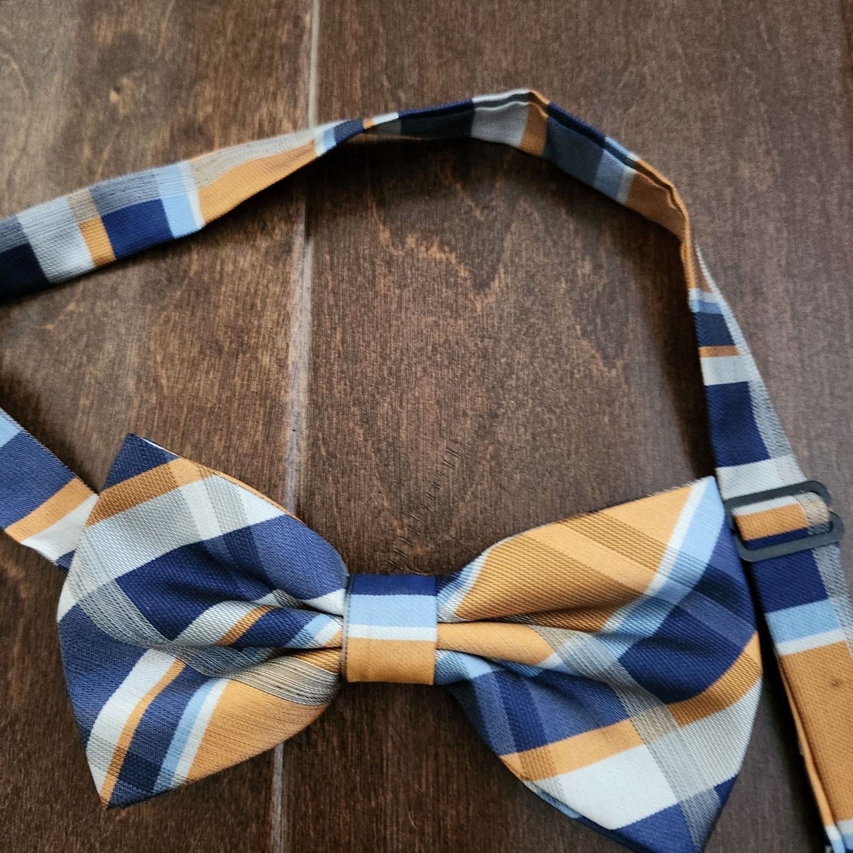 J Brand Brand Q Italy Bow Tie Plaids & Checks Adjustable One Size Multicolor Blue Tan NWT Men Size ONE SIZE - 4 Thumbnail
