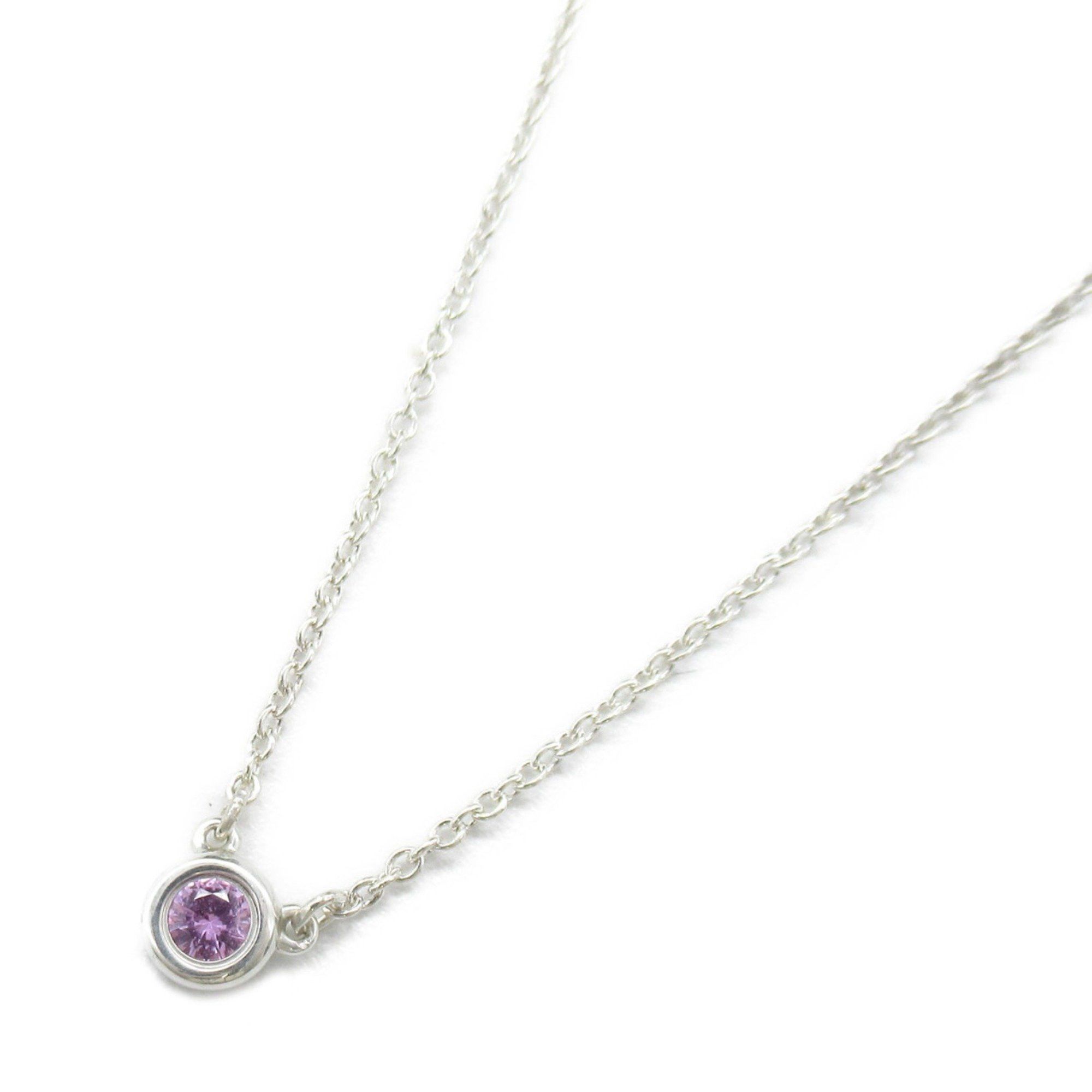 image of Tiffany Co Tiffany&co Visor Yard Sapphire Necklace Necklace Pink Silver925 Pink Sapphire Pink, Wome