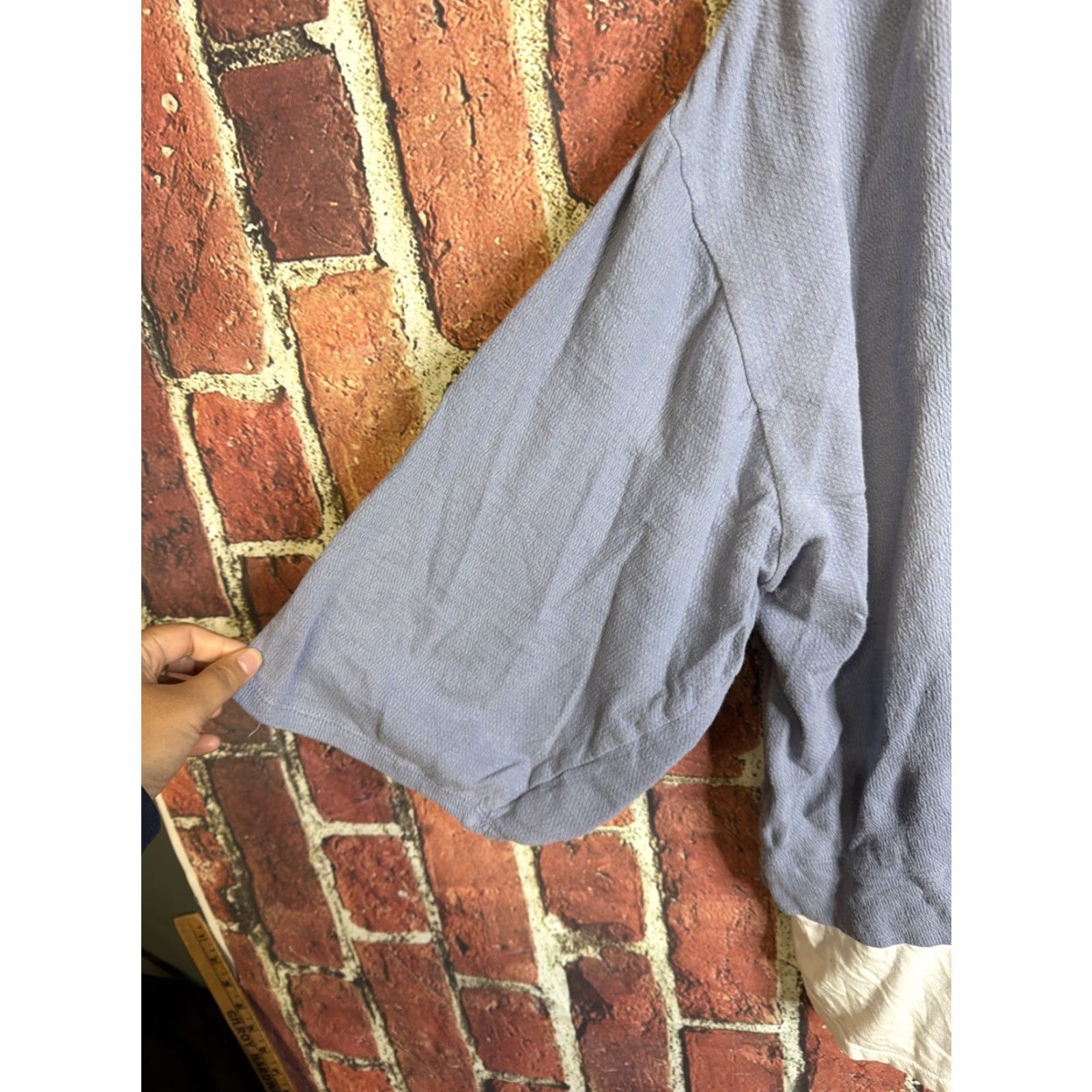 J. Jill J. Jill Blouse Shirt Womens Plus 2X Blue Knit Crew Neck Long Sleeve Button Front Tunic Top Size XXL / US 16-18 / IT 52-54 - 4 Thumbnail