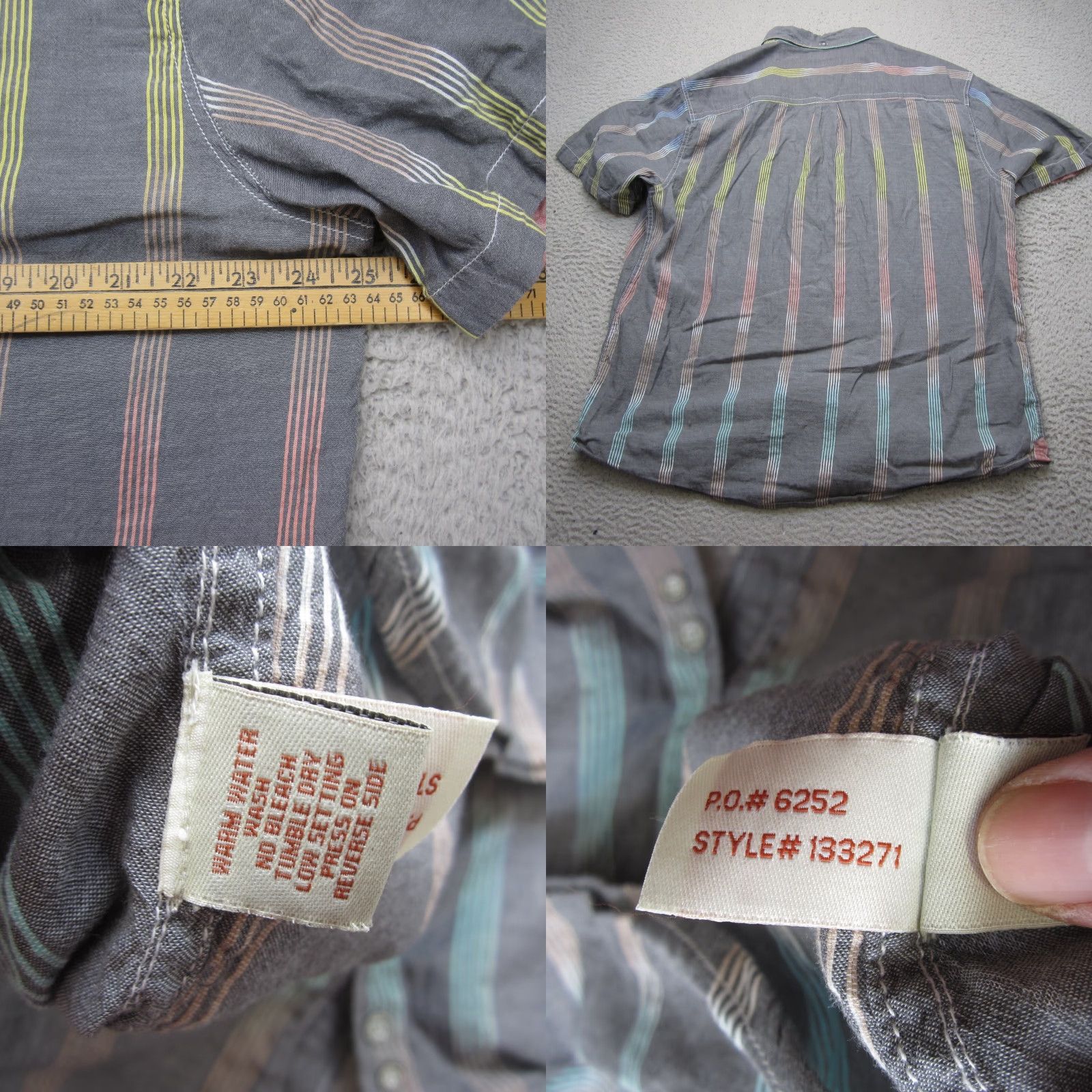 Carbon2Cobalt VINTAGE Carbon 2 Cobalt Shirt Mens Extra Large Gray Striped Button Up Lightweight Size US L / EU 52-54 / 3 - 8 Thumbnail