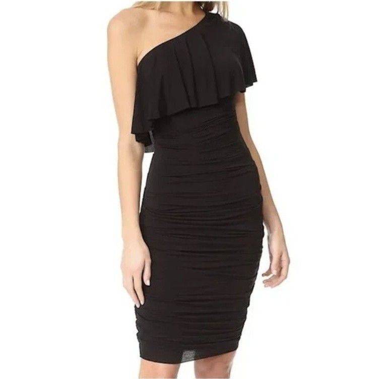 Bailey 44 Bailey/44 Barbados One Shoulder Ruffle Dress Black ( S ) Size S / US 4 / IT 40 - 3 Thumbnail