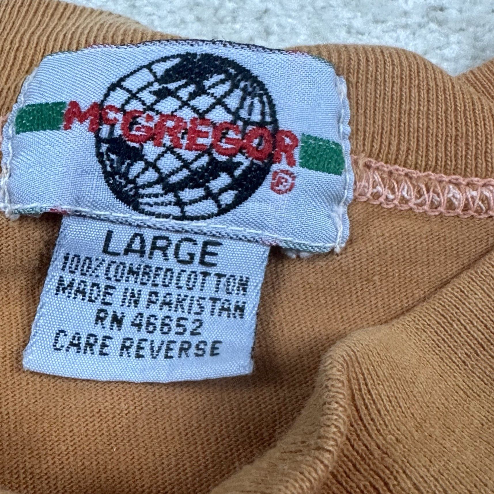 McGregor VINTAGE McGregor Henley Shirt Mens Large Orange Brown 90s USA 90s Button Neck Logo Size US L / EU 52-54 / 3 - 6 Thumbnail