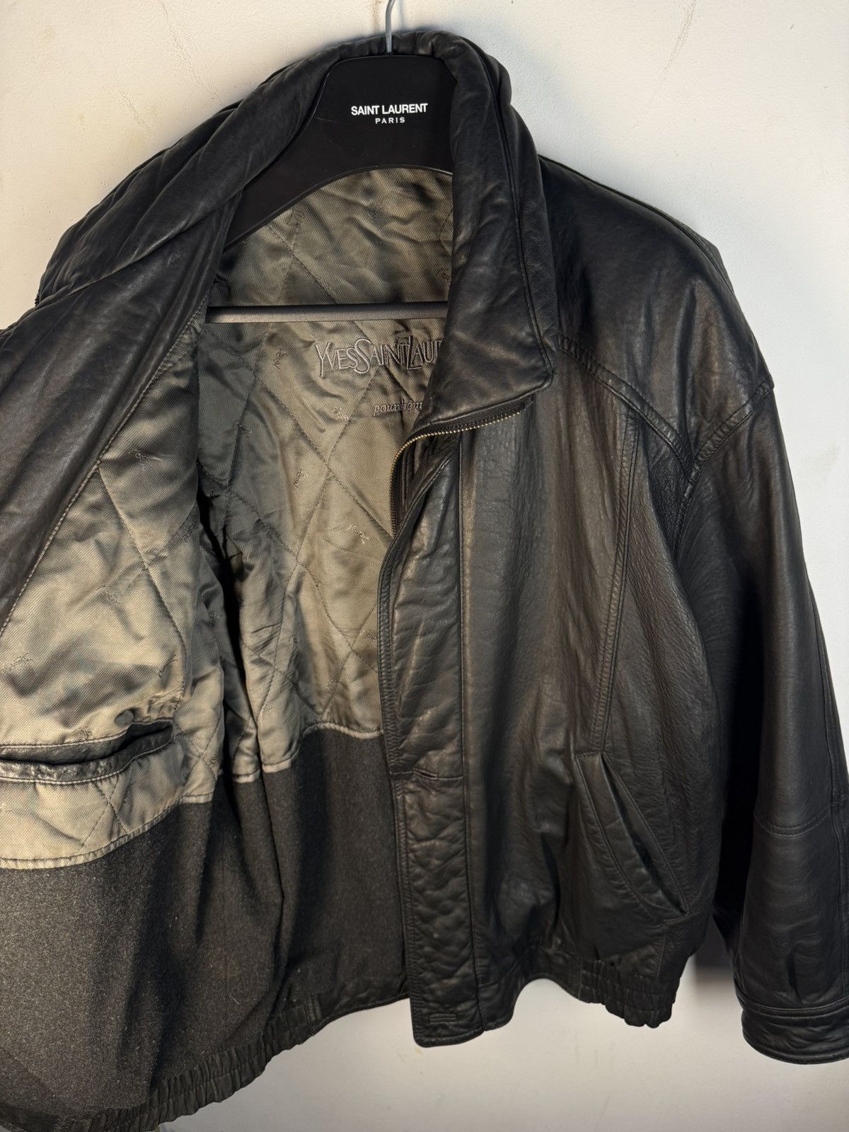 Yves Saint Laurent 90s YSL Leather Jacket Black Soft Vintage Rare Bomber Size US M / EU 48-50 / 2 - 12 Thumbnail