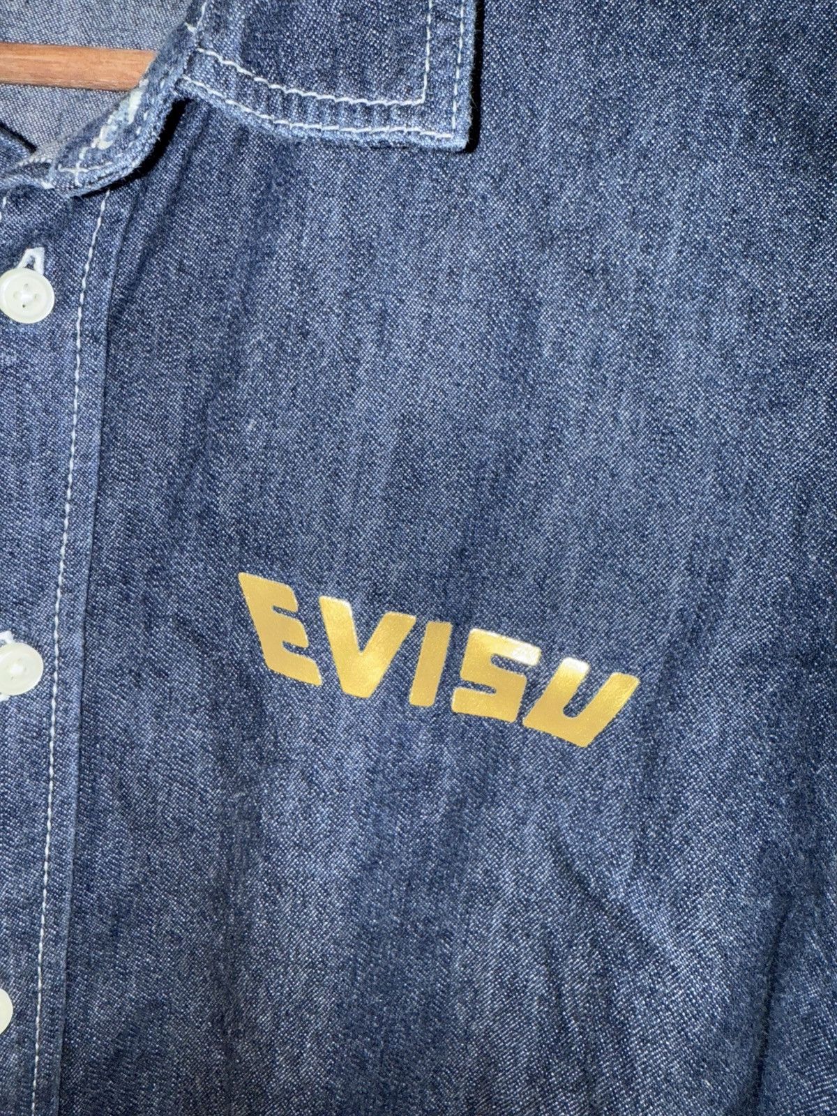 Evisu Vintage EVISU LONG SLEEVE JAPANESE DARK BLUE DENIM BUTTON UP Size US XL / EU 56 / 4 - 3 Thumbnail